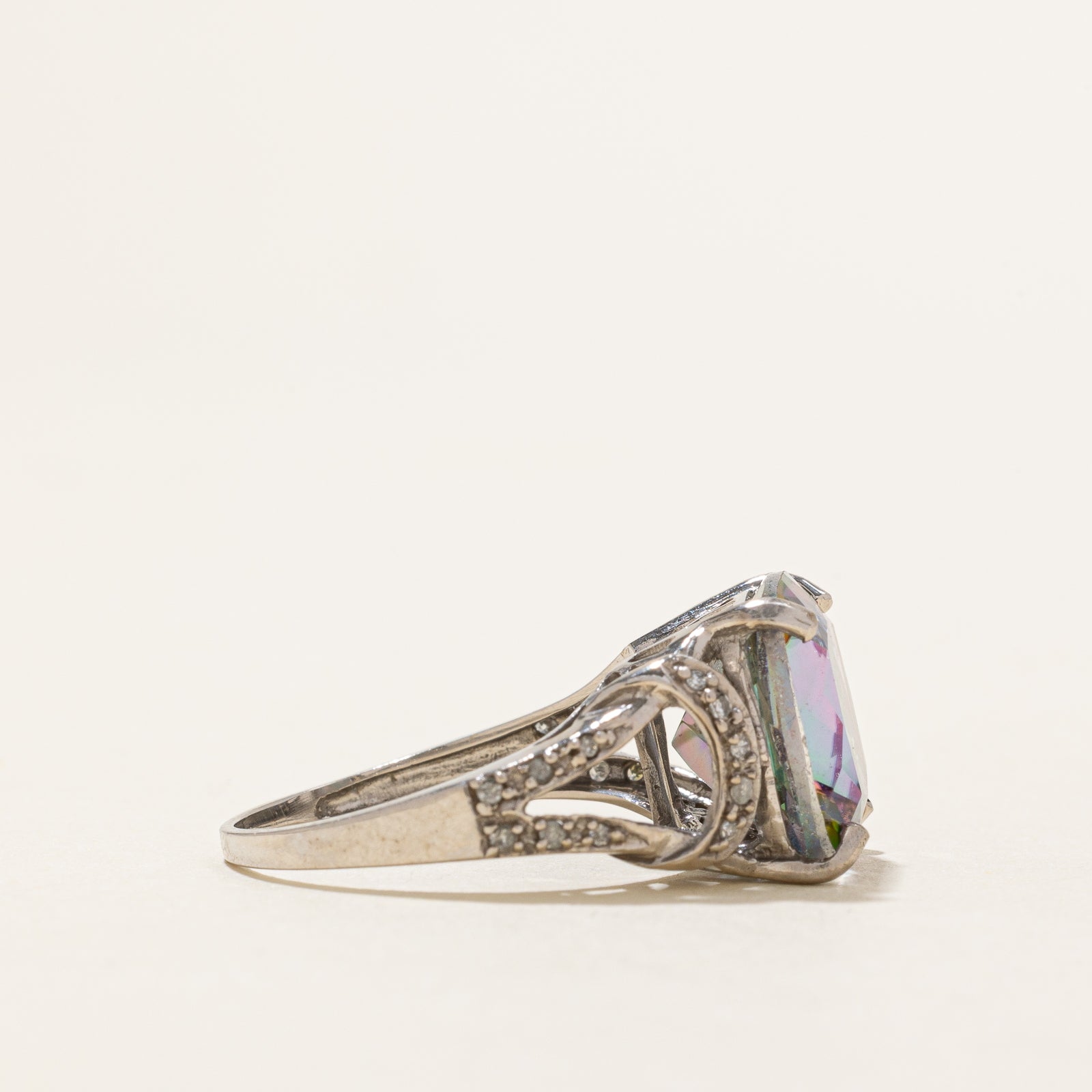 Stunning 9.00ct Cushion Cut Mystic Topaz & 0.10ctw Diamond Cocktail Ring - Size 7.25 | Elegant Evening Wear, Anniversary Gift, Special Occasion Jewelry