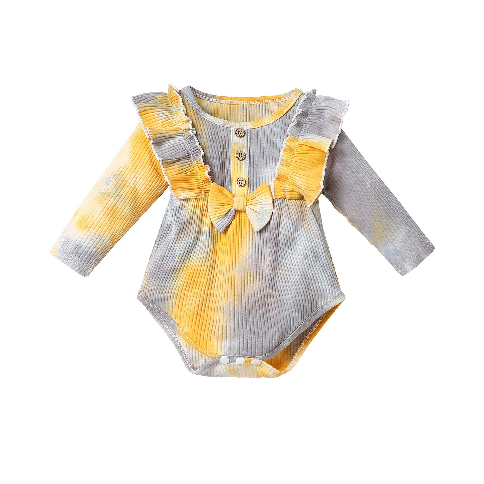 Newborn Baby Girl & Boy Onesie Romper - Rainbow Tie-Dye Ruffle Bowknot Bodysuit | Soft Infant Clothes for Newborns | Perfect for Photos, Parties & Everyday Wear