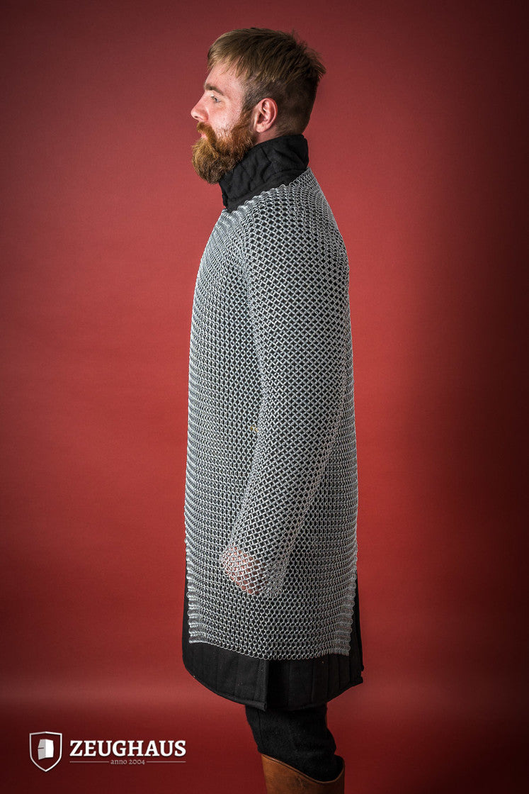 10mm Galvanized Chainmail Hauberk with Round Rings - Medieval Armor for LARP, Cosplay & Renaissance Fairs