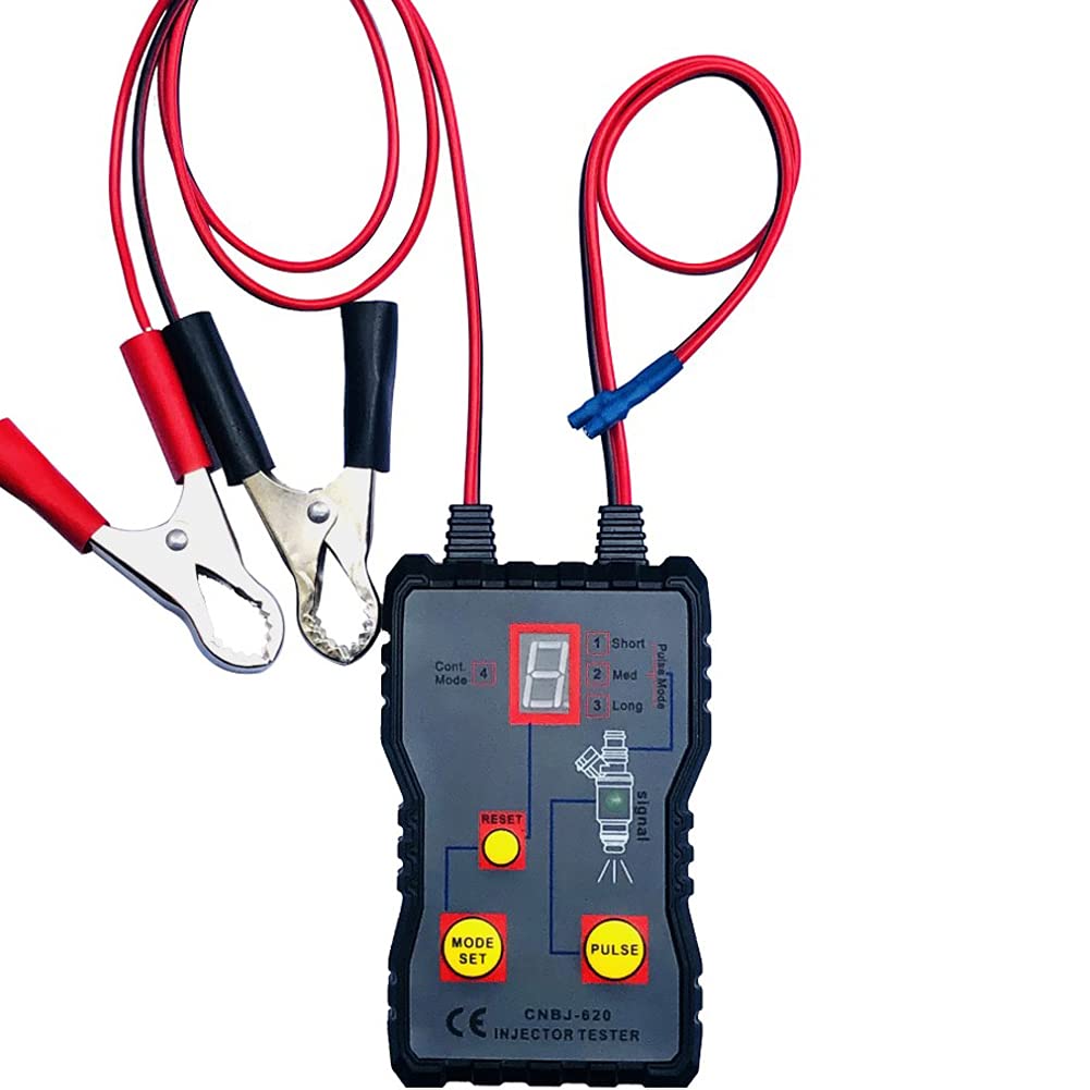 EXCLUZO 12V Auto Fuel Injector Tester - 4 Pulse Modes Diagnostic Tool for Car Fuel Pressure System - Professional Scan Testing & Cleaning Kit for Vehicle Maintenance & Repair