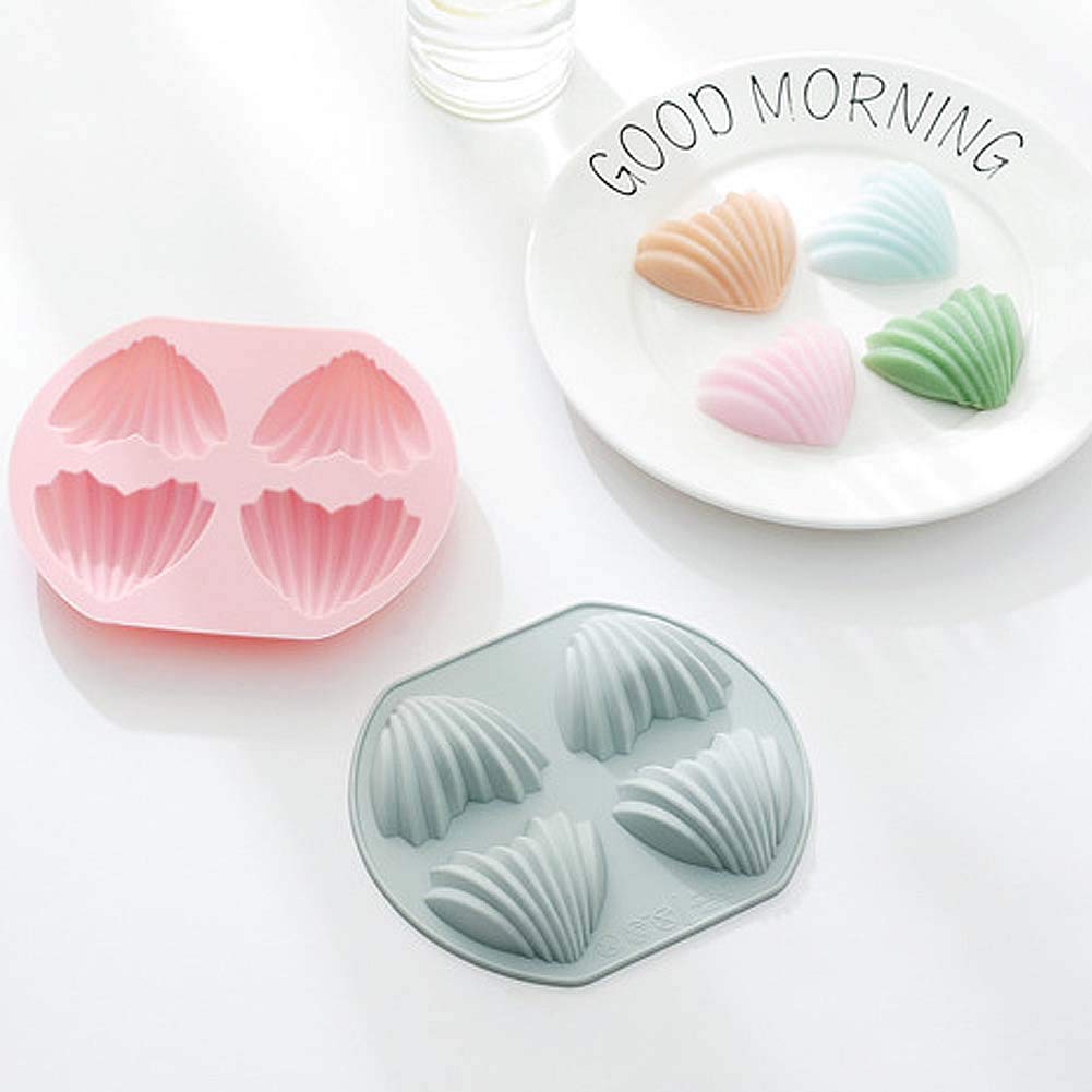 CANDeal 4-Pack Seashell Shaped Silicone Molds for Chocolate, Candy, Jelly, Soap & Madeleine Cakes - Reusable Baking Molds for DIY Desserts, Party Treats & Home Decor