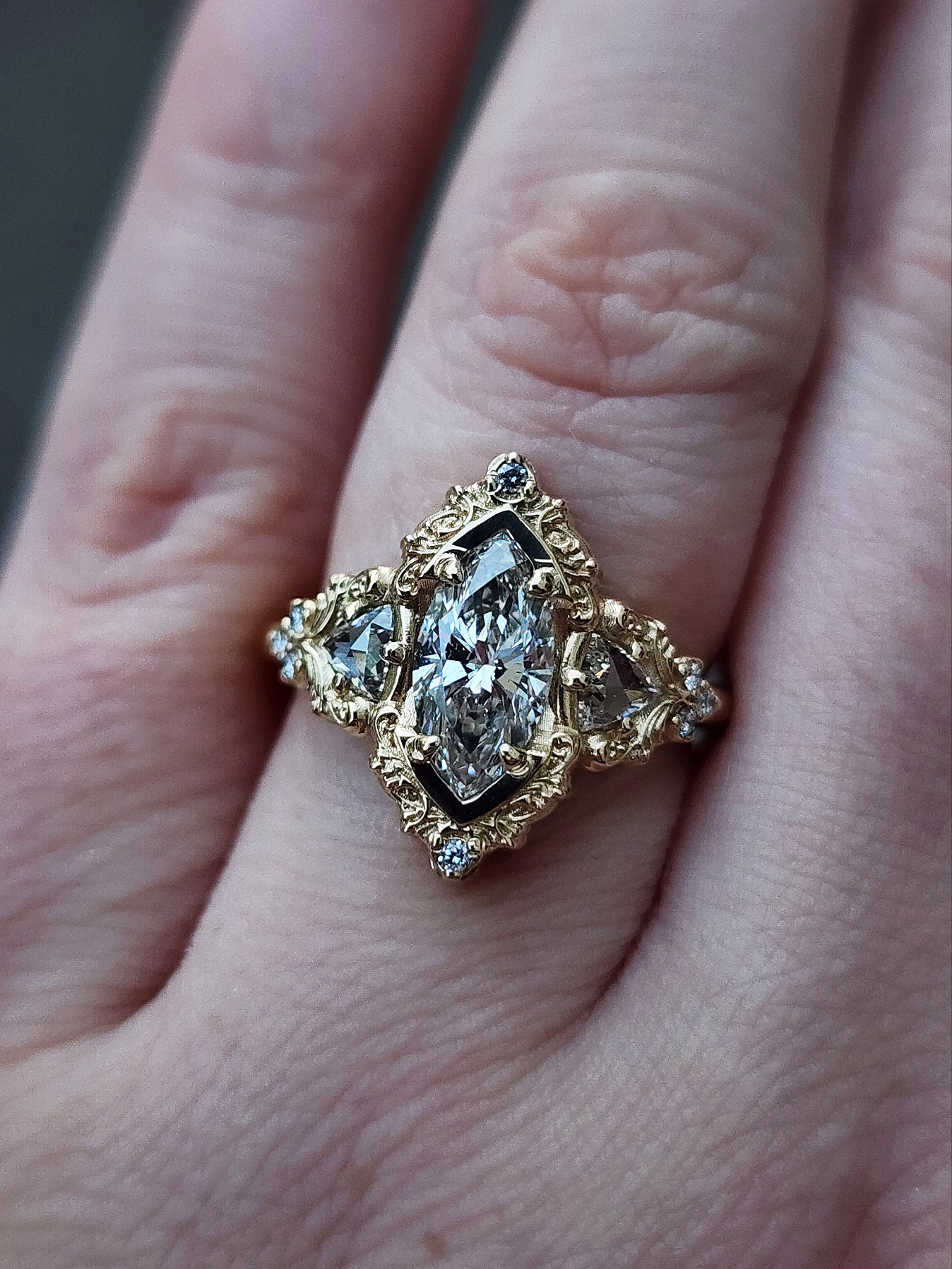 Delilah Engagement Ring with Trillion Side Stones - Premium Diamond Wedding Band for Women | Perfect for Proposals, Anniversaries & Special Occasions