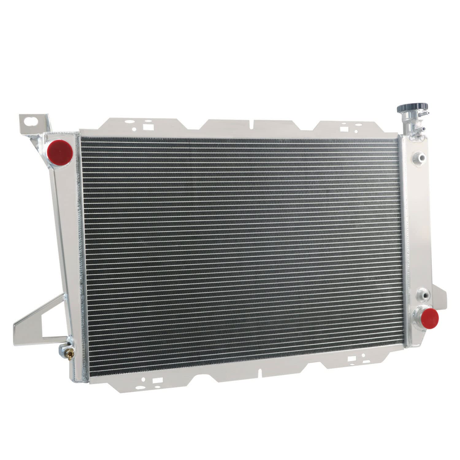 ALLOYWORKS 4 Row Aluminum Radiator with Shroud Fan & Relay Kit for 1985-1996 Ford Bronco F150 F250 F350 4.9L - Heavy Duty Cooling Upgrade for Off-Road & Towing