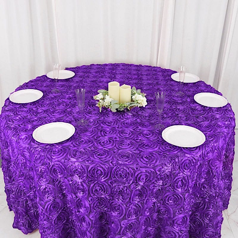 120-Piece Satin Ribbon Roses Tablecloth - Elegant Round Table Cover for Weddings, Parties & Home Decor - Perfect for Dining Tables, Centerpieces & Event Decorations