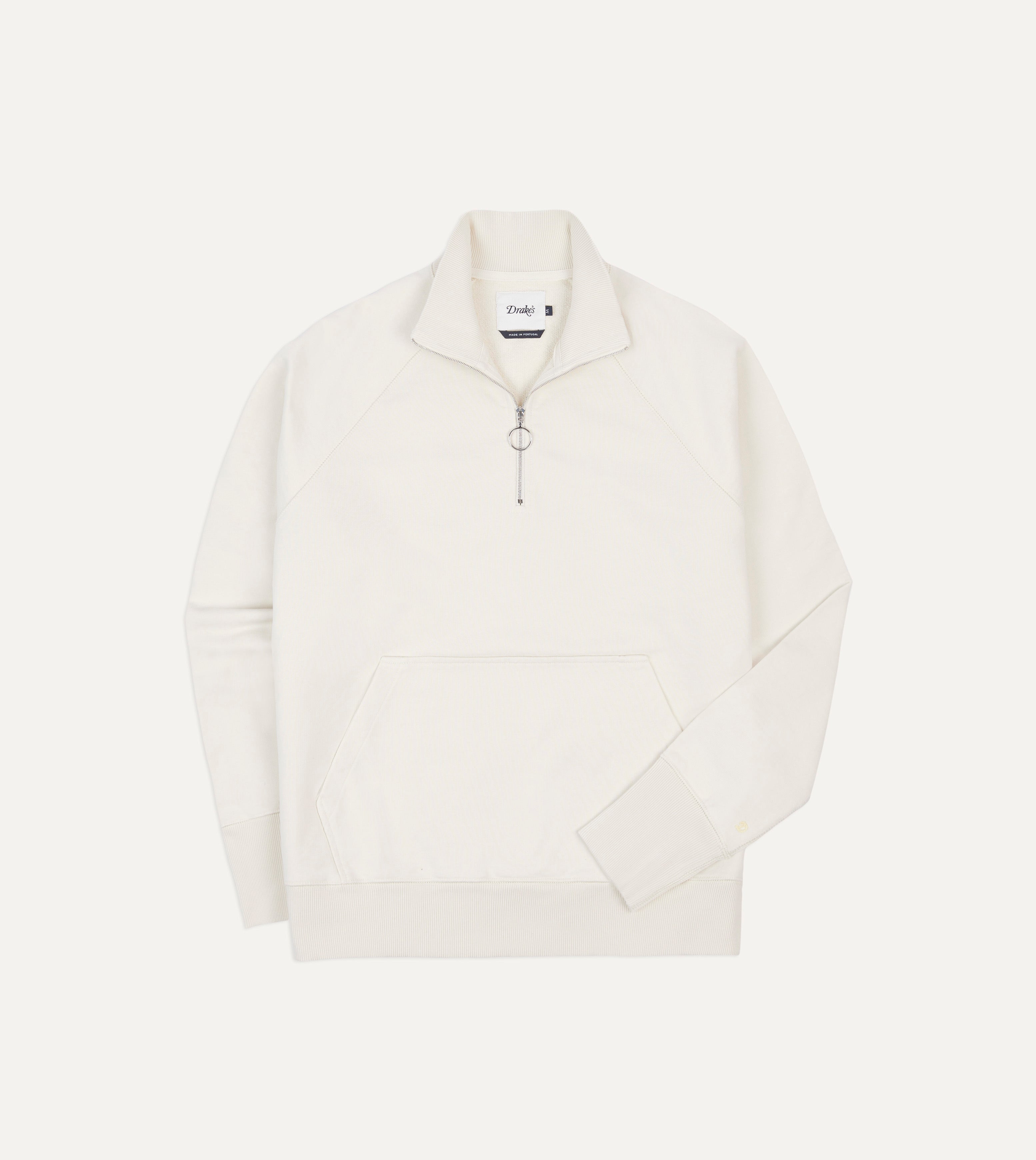 Ecru Cotton Quarter Zip Sweatshirt for Men & Women | Comfortable Pullover with Kangaroo Pocket | Perfect for Casual Wear, Outdoor Activities & Layering