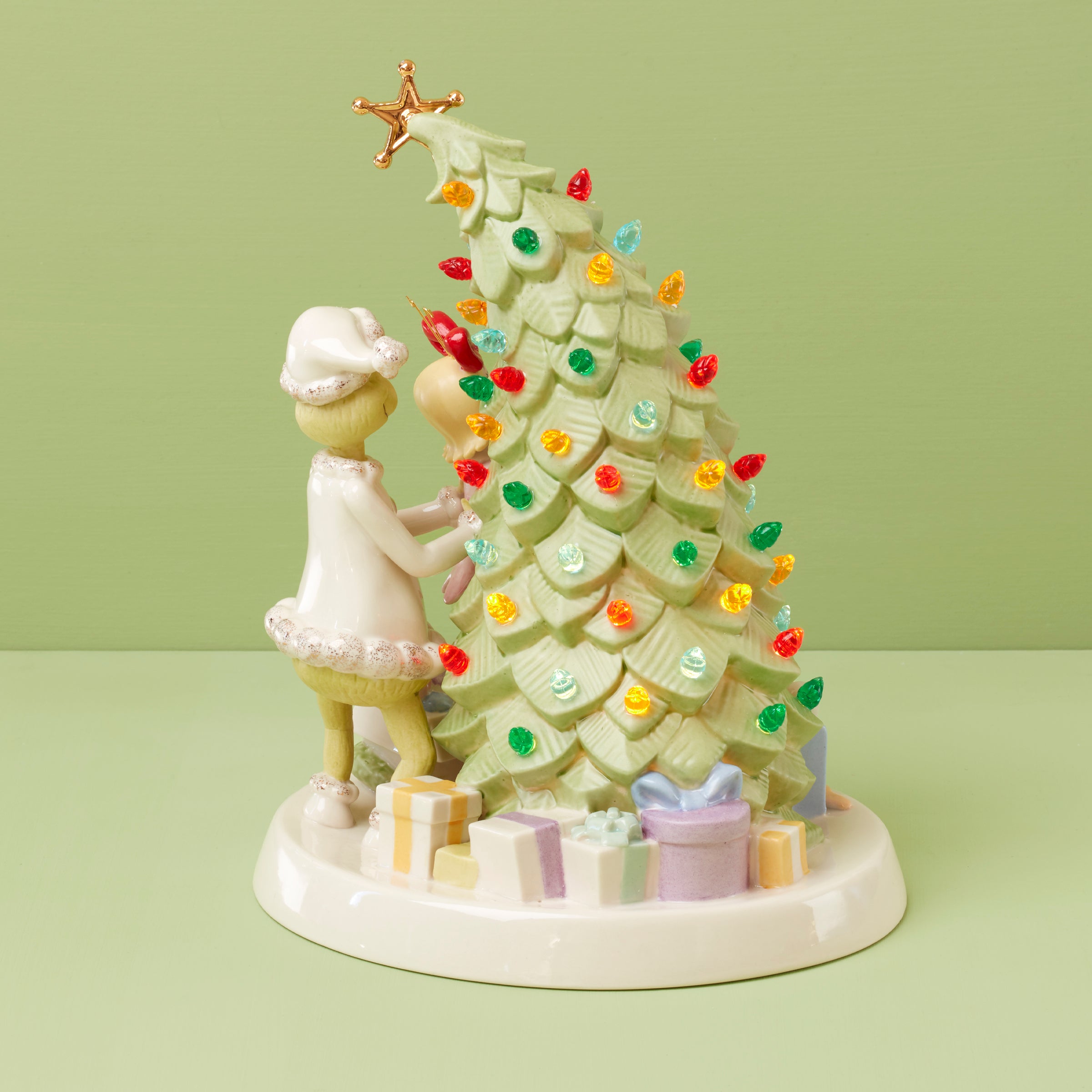 Festive Grinch Christmas Tree Light-Up Figurine - Perfect for Holiday Decor, Party Centerpiece & Gift Giving