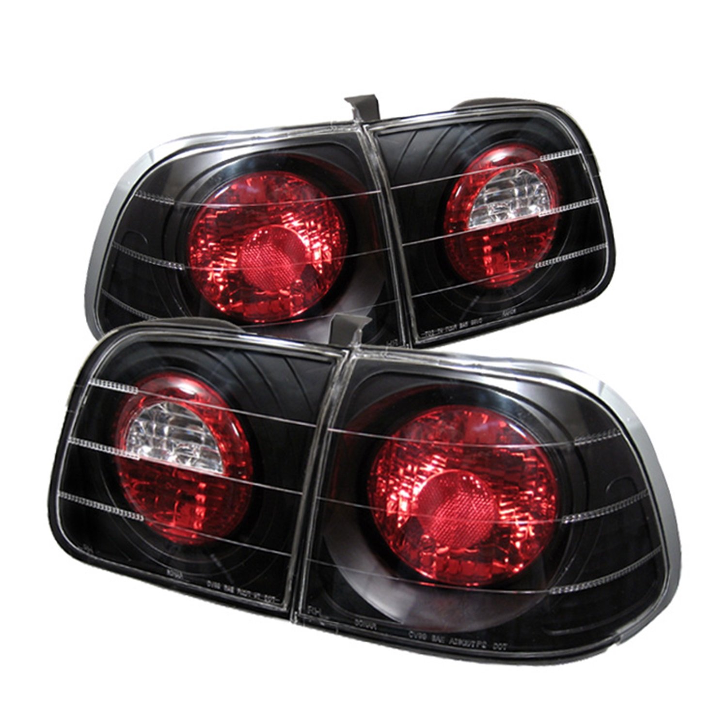 Spyder 5005076 Black Euro Style Tail Lights for 1999-2000 Honda Civic 4 Door - Smoked Lens LED Brake Lights - Upgrade Your Car's Rear Appearance for Night Driving & Car Shows