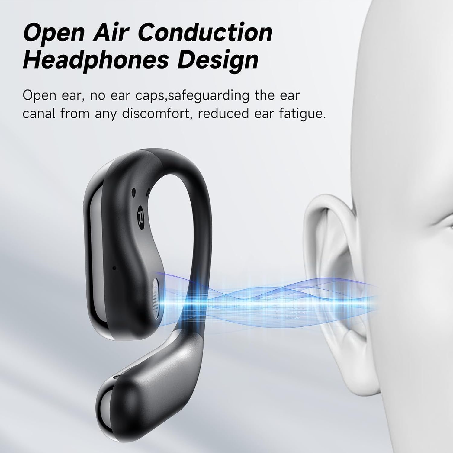 Open Ear Bone Conduction Bluetooth 5.4 Wireless Headphones with Built-in Mic, IPX7 Waterproof Sport Earbuds with Comfort Ear Hooks & LED Display Charging Case - Perfect for Running, Gym Workouts, Cycling and Outdoor Activities