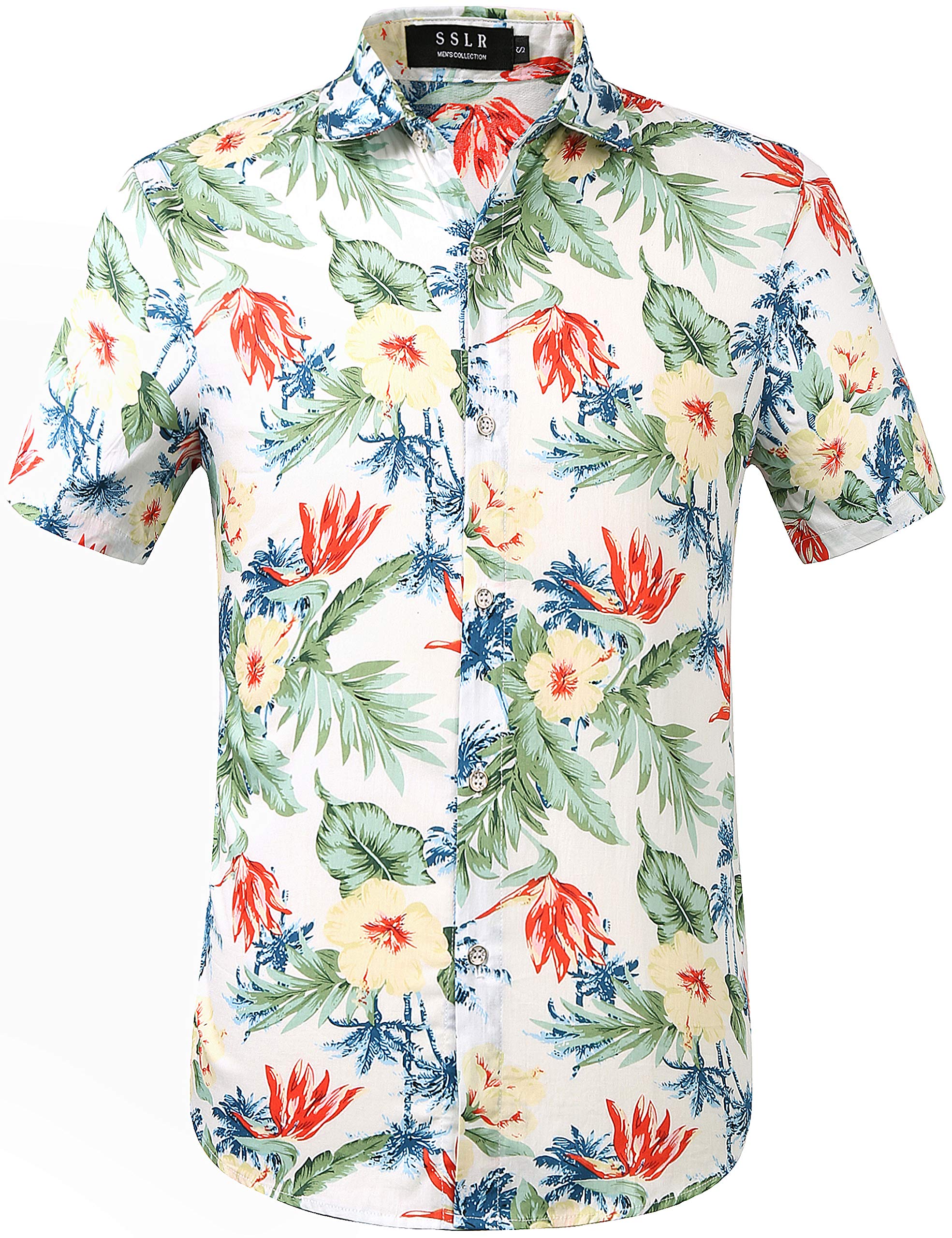 Men's Short Sleeve Hawaiian Shirts - Tropical Print Casual Button Down Shirts for Summer Beach Vacation, Luau Party & Outdoor Activities