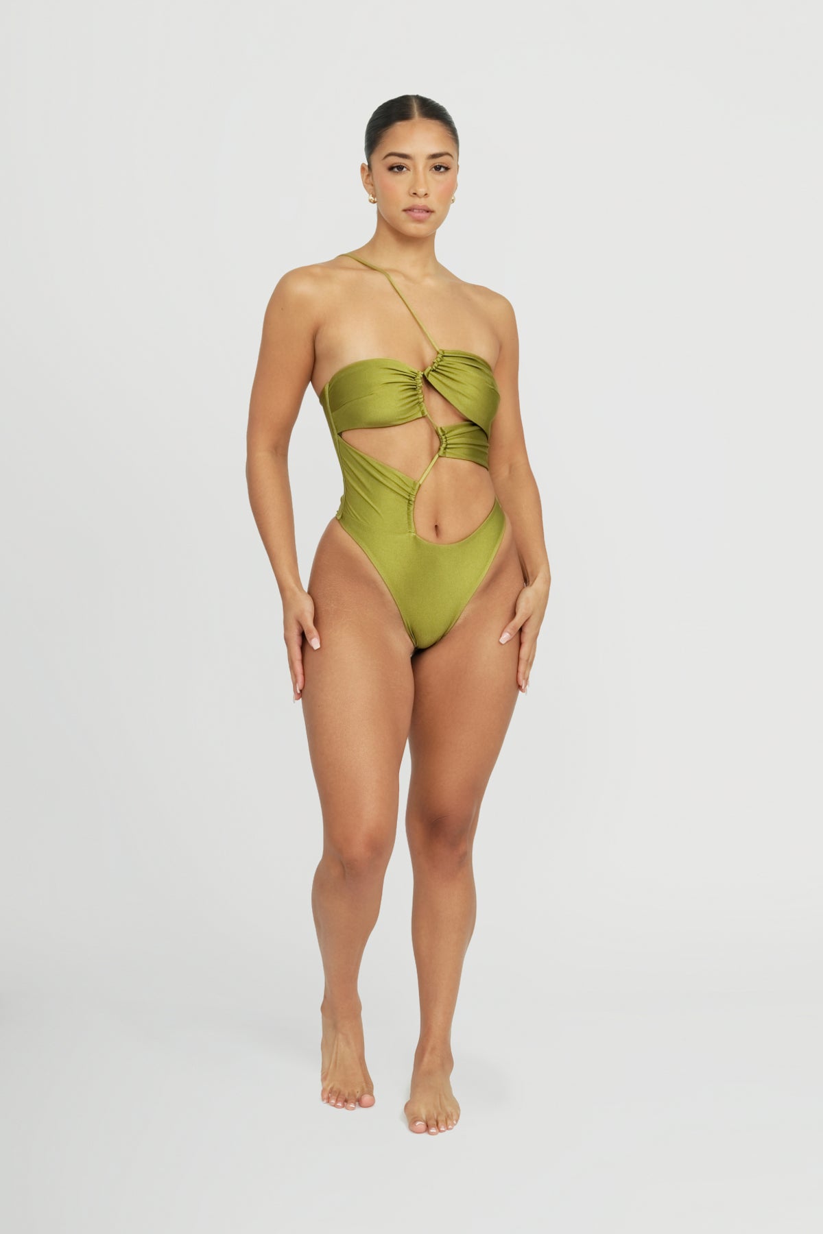 Biscayne One Piece Swimsuit - Olive Green Monokini for Women | Beach Vacation, Pool Party, Summer Fashion