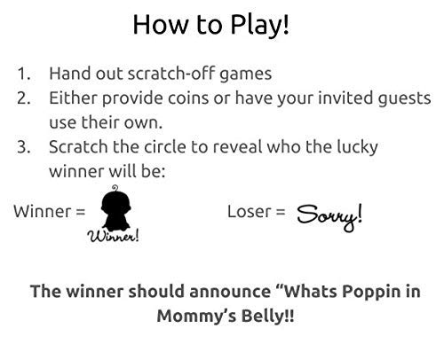 Baby Shower Scratch Off Game Cards - 24 Ready to Pop Tickets for Gender Reveal & Baby Shower Party Activities | Fun Interactive Baby Shower Game Ideas (Blue)
