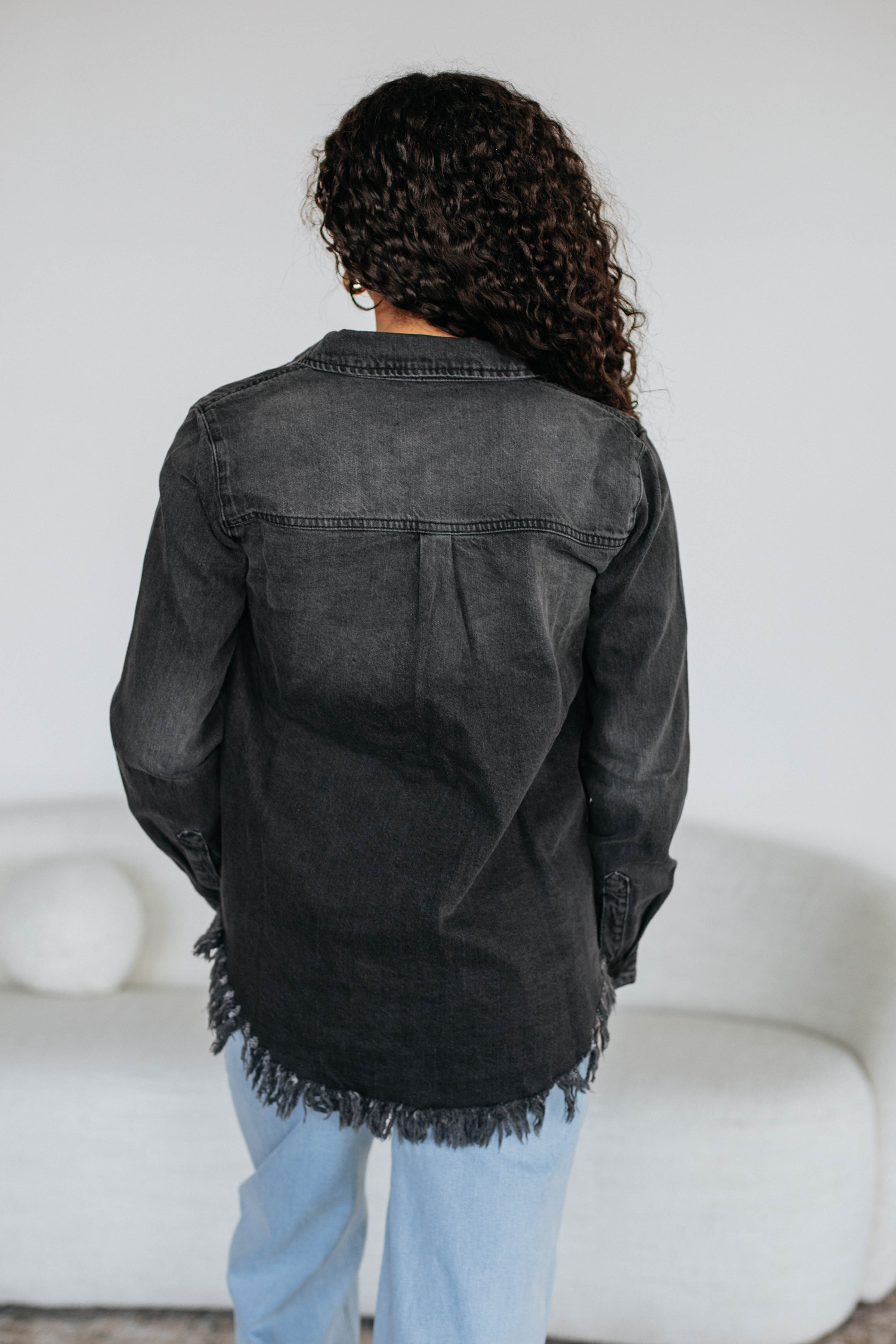 Corey Risen Denim Shacket Jacket for Men - Stylish Overshirt with Button Front & Chest Pockets - Perfect for Casual Outfits, Layering in Fall & Spring