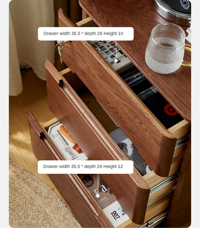 Solid Oak Wood Nightstand with Lock - Stylish and Secure Bedside Table for Bedroom Decor
