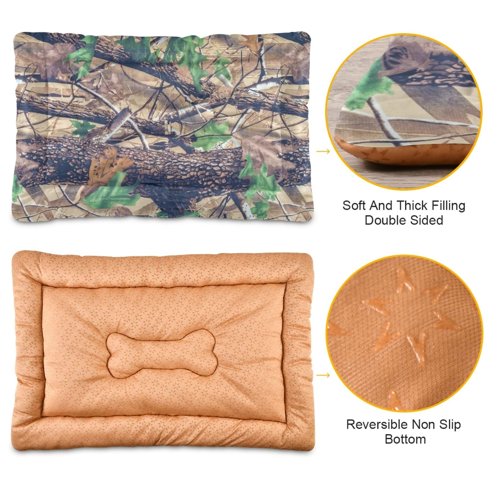 Military Camo Dog Bed - Rectangle Ultra Soft Comfortable Pet Bed for Small Medium Large Dogs & Cats, 36x24 Inch - Calming Bed for Anxiety Relief & Home Decor