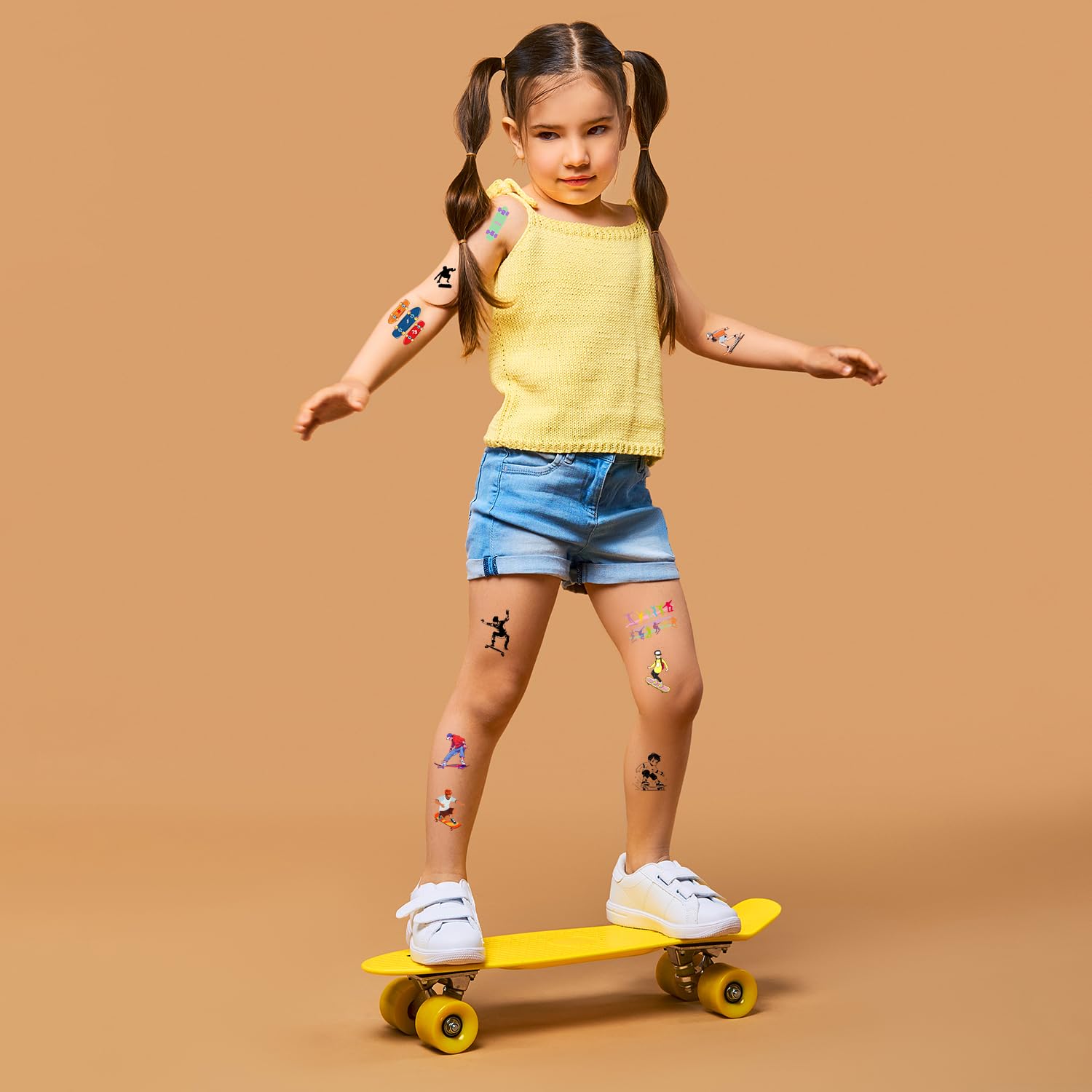 Oringaga 300 Pcs Skateboard Temporary Tattoos - Motivational Sports Stickers for Birthday Parties, Baby Showers & Goodie Bags | Fun Party Favors, Prizes & Supplies for Kids & Teens | Perfect for Skateboard Events, School Rewards & DIY Crafts