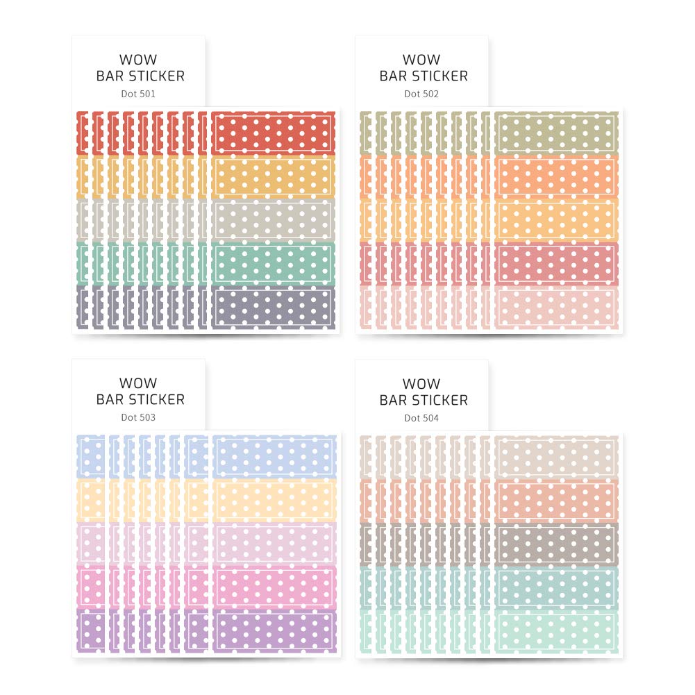 Monolike Wow Bar Sticker Dot Set - Mini Cute Square Stickers for Planners, Journals, Scrapbooks & DIY Crafts | Decorative Dots for Bullet Journaling, Gift Wrapping & Home Decor