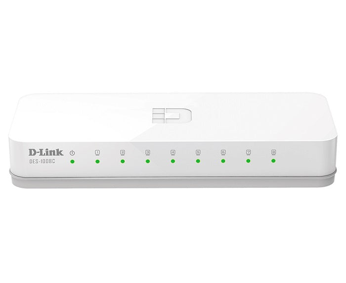 D-Link DES-1008C 8-Port 10/100 Mbps Unmanaged Ethernet Network Switch for Home & Office Networking - Perfect for Expanding Wired Connections to Computers, Printers, and Smart Devices