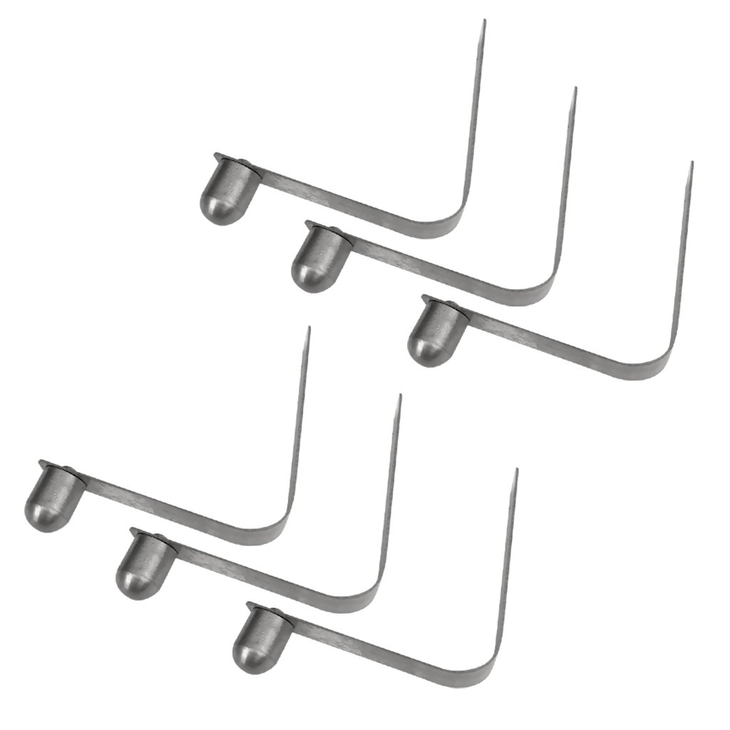 6-Pack 8mm Stainless Steel Spring Clips - Heavy Duty Tent Pole Snap Button Clips for Outdoor Camping, Hiking, Backpacking Gear - Single End Fasteners for Shelter Setup and Repair