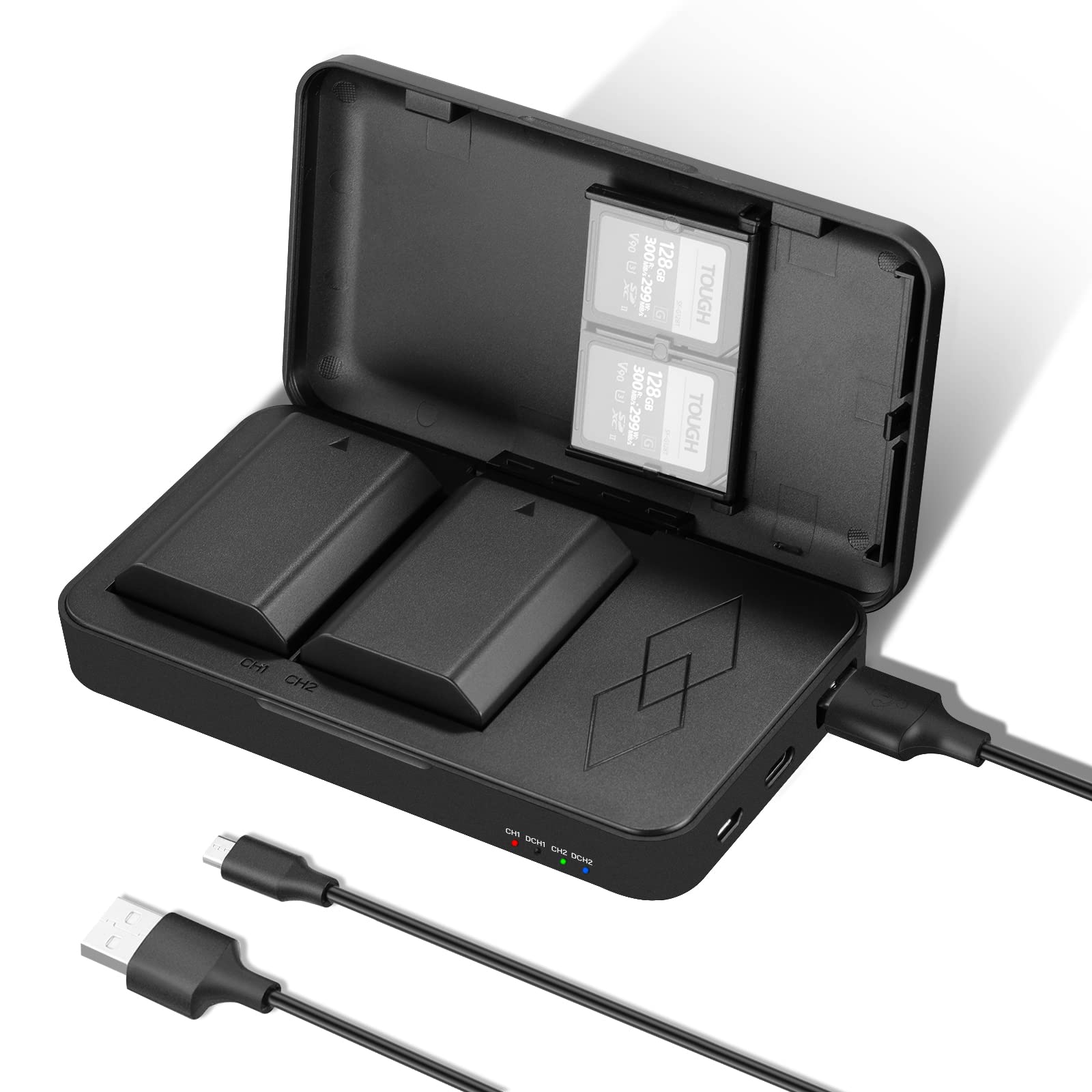 NEEWER 2280mAh NP-FZ100 Replacement Battery & Dual USB Charger Kit - 2 Batteries + Charging Case for Sony A1, A9 II, A7R V, A7R IV, A7S III, A7 IV, A6600, A7C - Perfect for Travel, Vlogging & Professional Photography