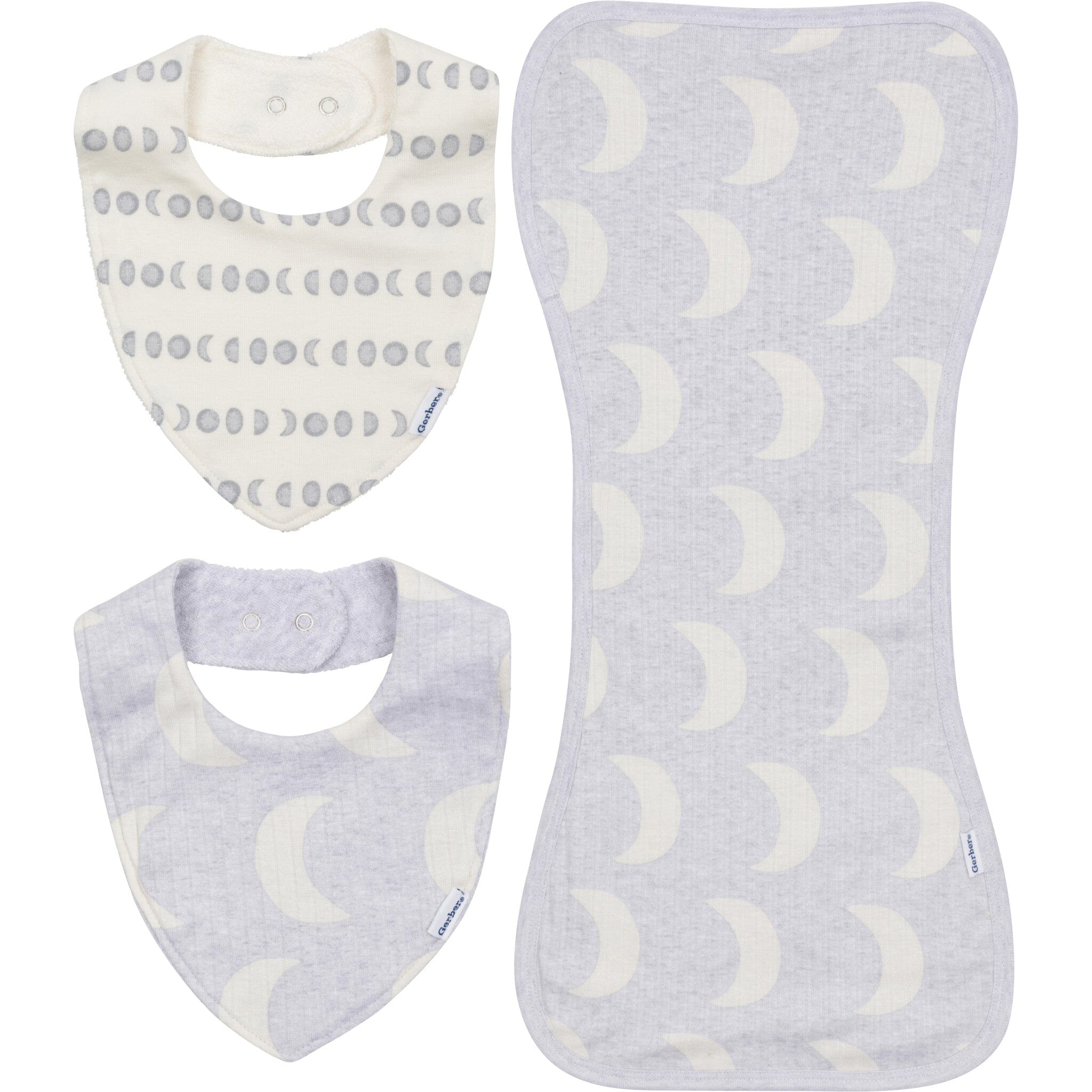 3-Piece Neutral Grey Baby Bandana Bib & Burp Cloth Set - Soft & Absorbent for Feeding, Drooling & Messy Playtime