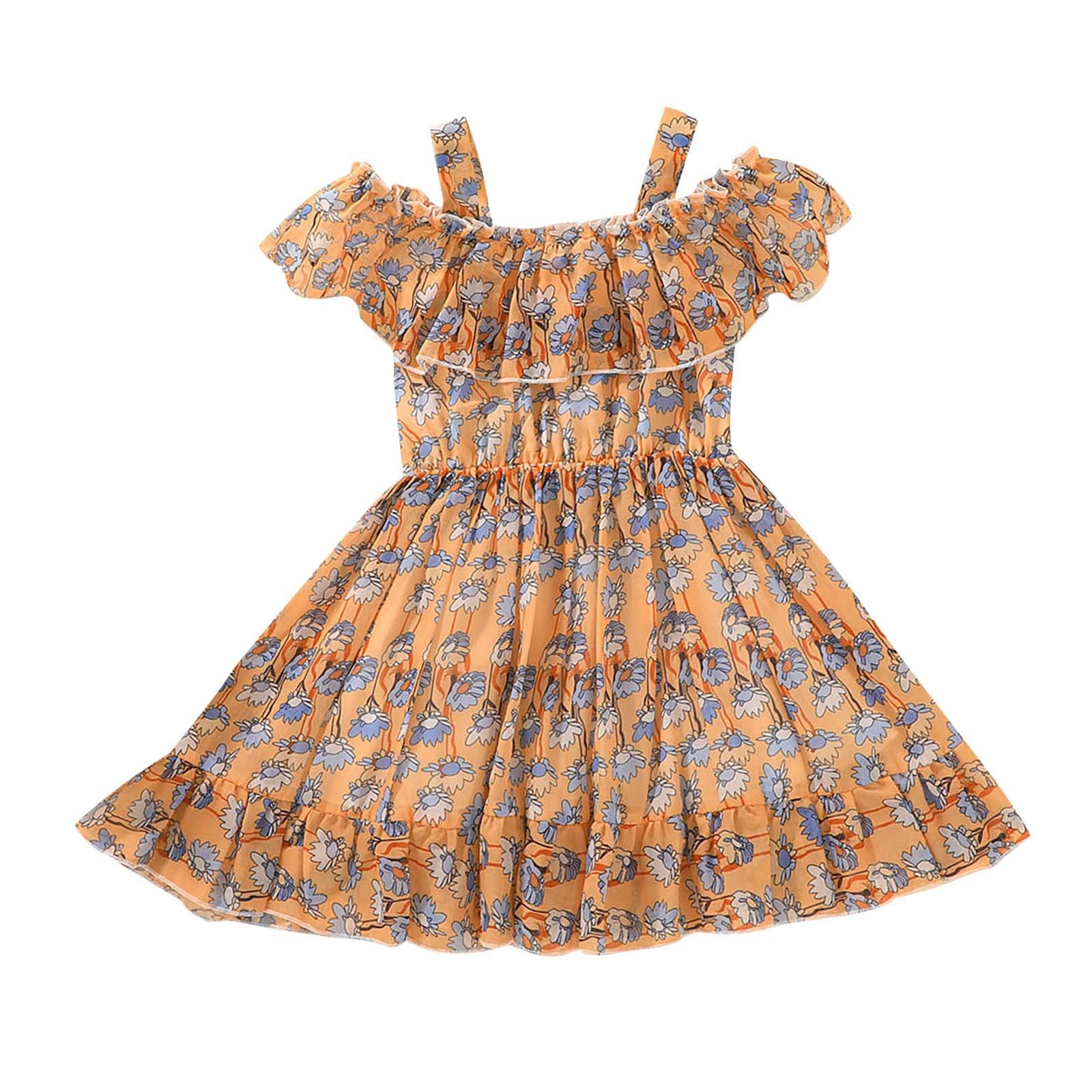 Girls Floral Chiffon Princess Tutu Dress - Flowy Summer Sundress with Suspender Straps for Beach, Party & Playtime | Toddler & Little Kids Casual Wear
