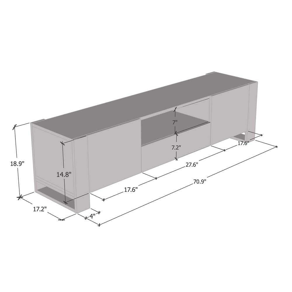 Modern Oak & Gray Freestanding TV Stand with Storage Cabinets - 75
