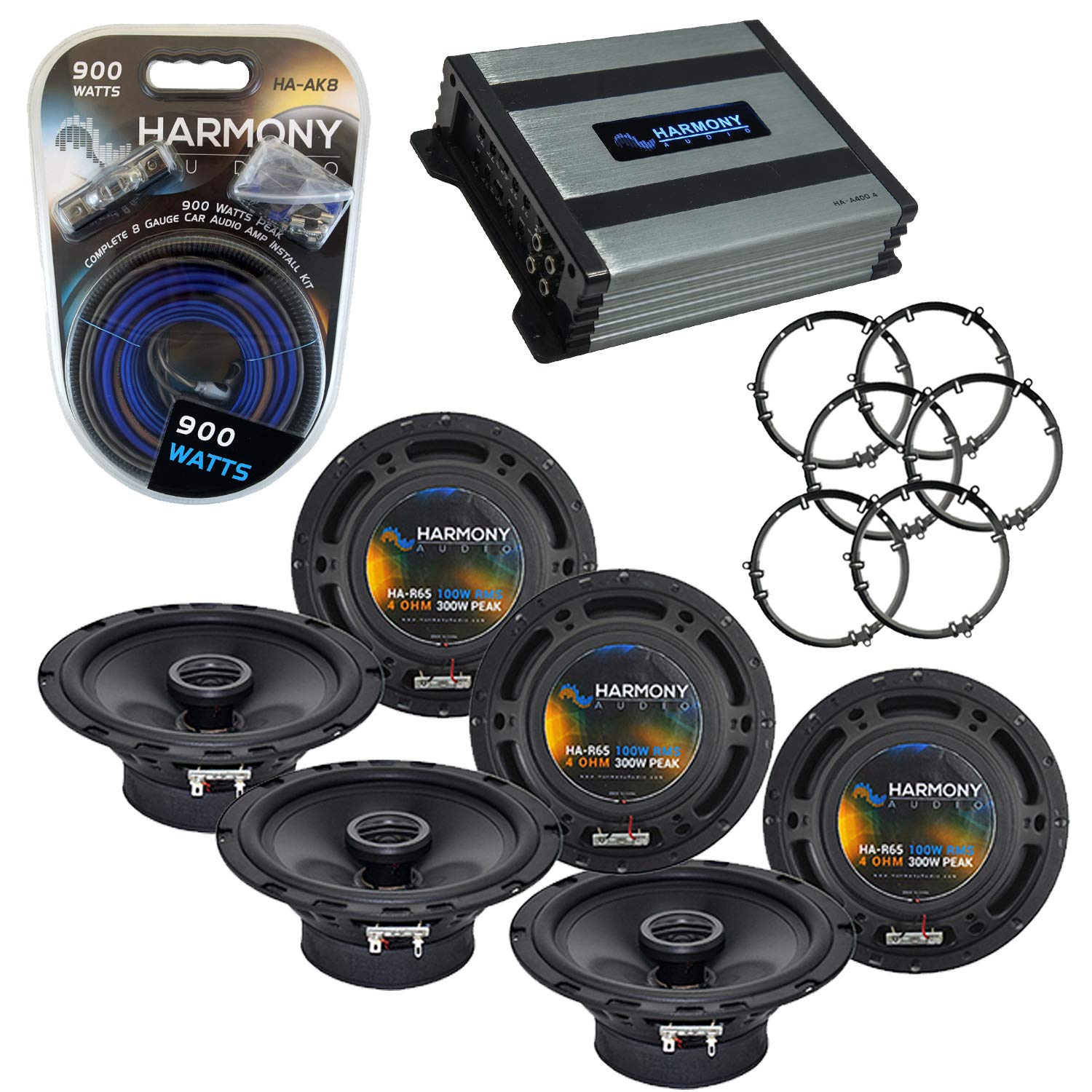 Volkswagen Jetta 2005-2014 OEM Speaker Replacement Bundle - Harmony Audio HA-R65 & HA-A400.4 Amplifier | Car Audio Upgrade for Enhanced Sound Quality | Perfect for Road Trips & Daily Commuting