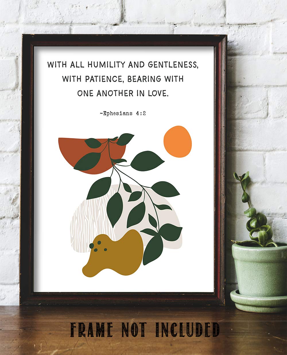 TJ Originals - Be Kind & Compassionate Bible Verse Wall Art Print - Ephesians 4:32 Scripture Decor with Orange Flowers - Christian Home & Office Decor for Women - Religious Gift Ideas - Perfect for Bedroom, Living Room & Church Decor (Floral Boho Style)