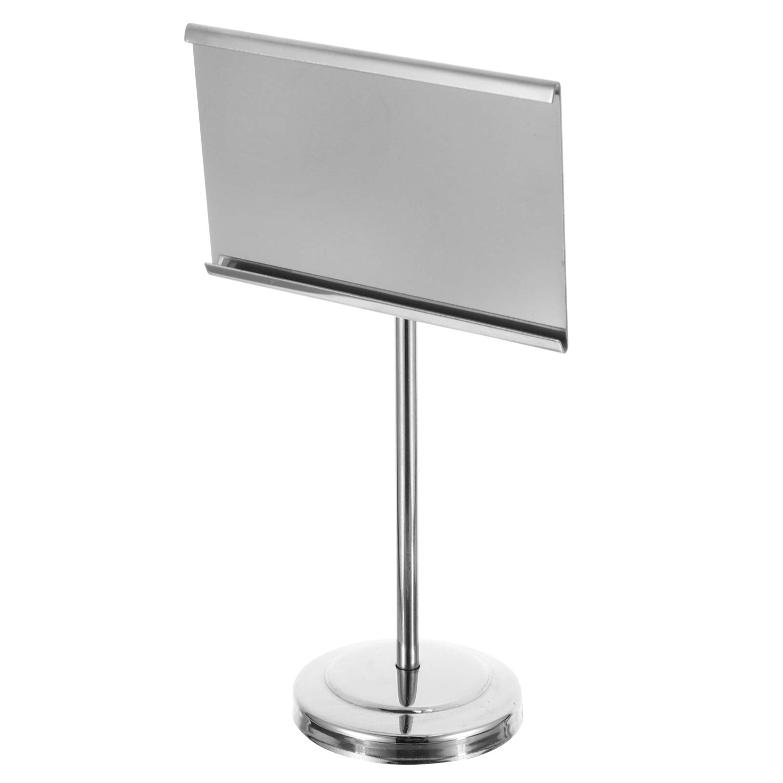 Premium Stainless Steel Business Card Holder - Hemoton Square Desk Name Stand with Memo Clip for Office, Events & Restaurants | Durable Seating Card Holder for Professional & Personal Use