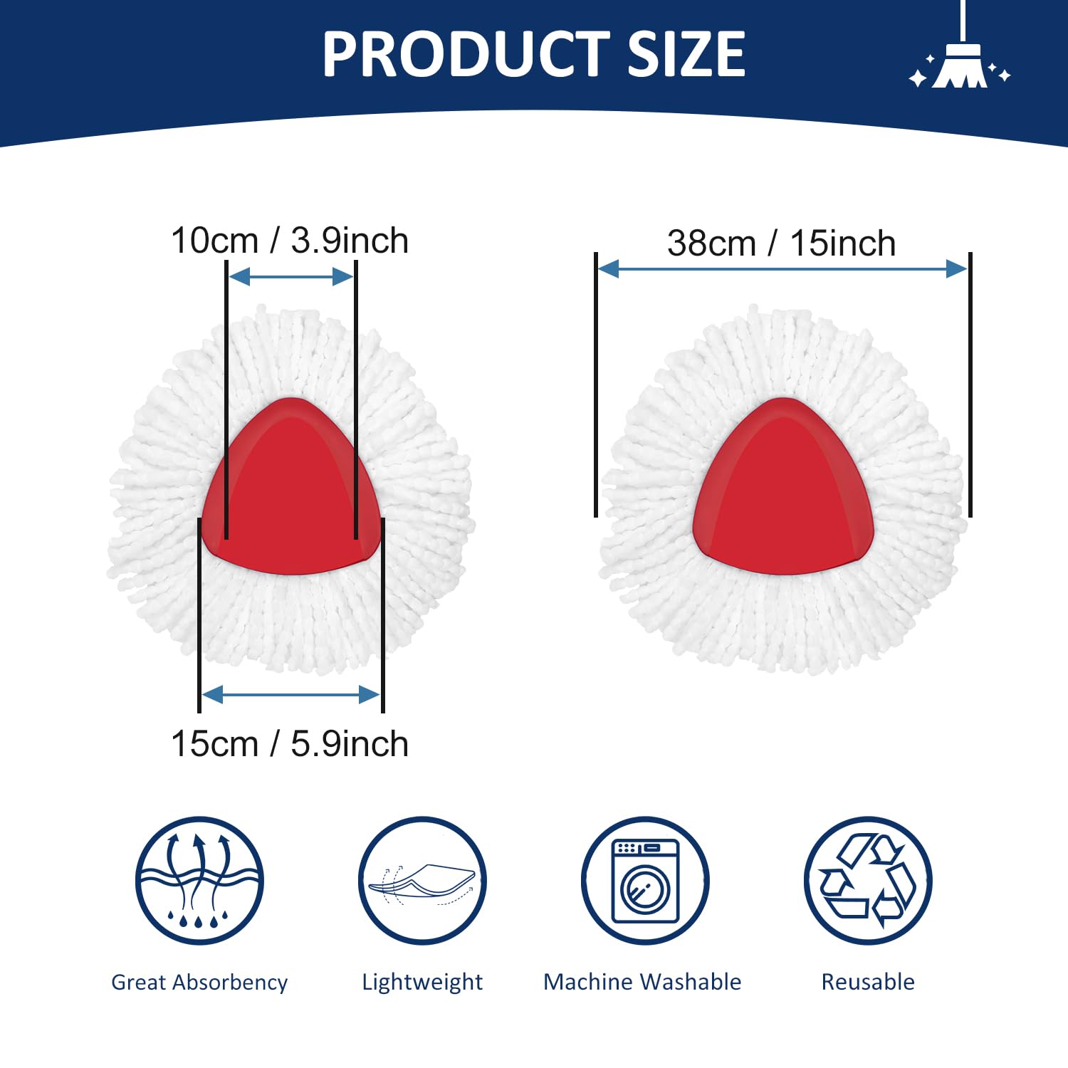 2 Pack Spin Mop Replacement Heads Compatible with Oceda EasyWring 1 Tank System - Thick Microfiber Pads for Deep Cleaning, Machine Washable & Easy to Install - Perfect for Hardwood, Tile, and Laminate Floors