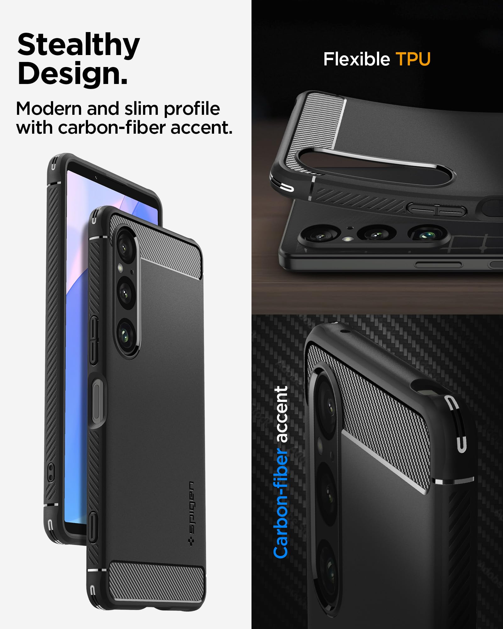 Spigen Rugged Armor Protective Case for Sony Xperia 1 VI - Shockproof Matte Black Cover | Perfect for Outdoor Activities, Travel & Daily Use