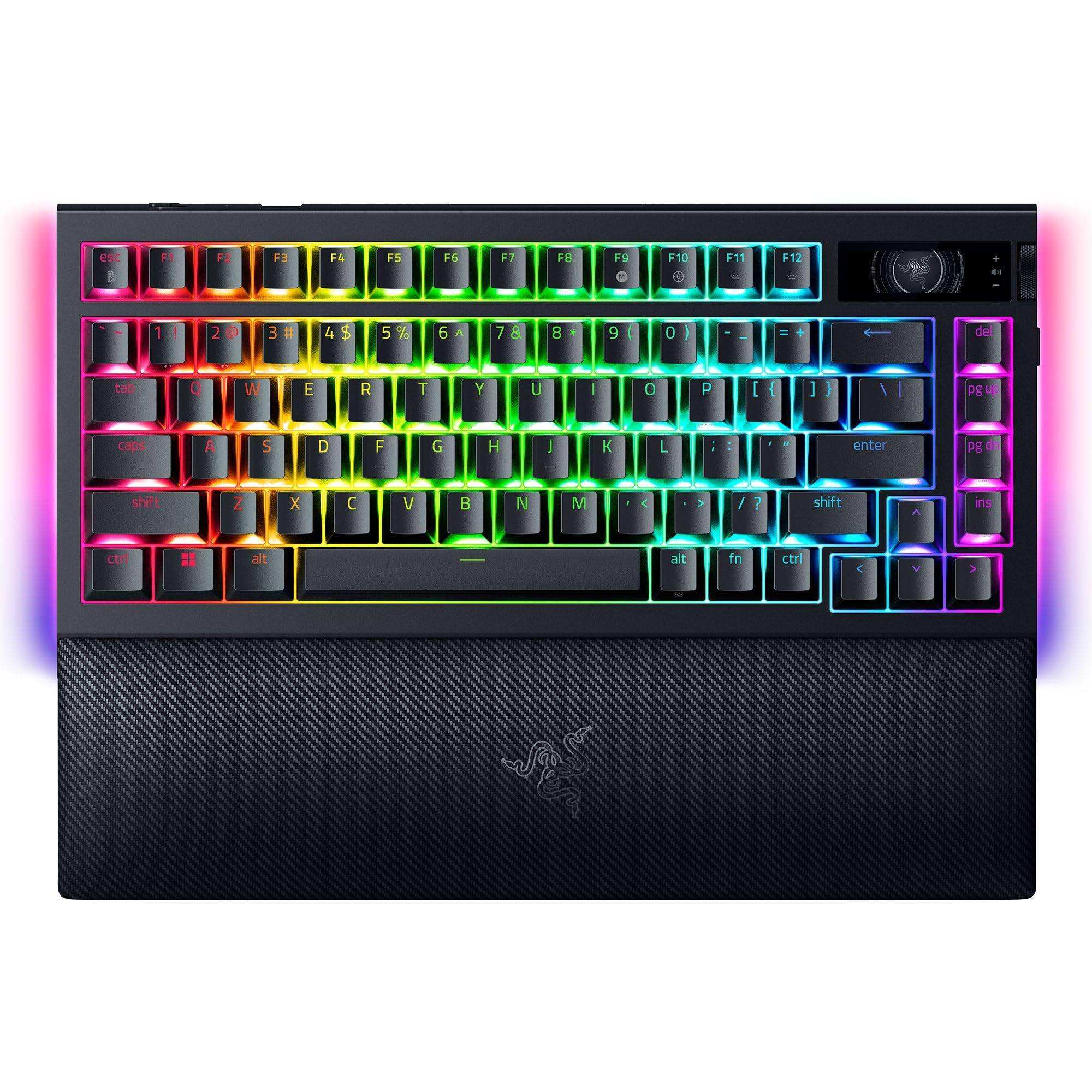 Razer BlackWidow V4 Pro 75% Wireless Mechanical Gaming Keyboard with OLED Display | 4K Hz Wireless & Bluetooth | Hot-Swappable Orange Tactile Switches | Chroma RGB Backlight & Wrist Rest | Perfect for Competitive Gaming & Office Work
