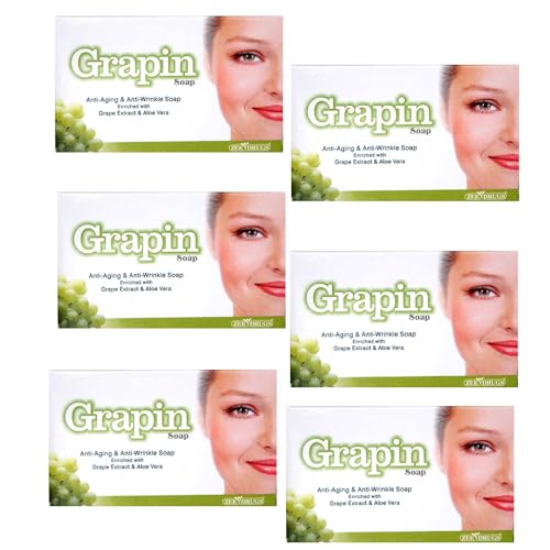 Anti-Aging Grape Extract & Aloe Vera Soap - Wrinkle Reducing Facial Cleanser for Glowing Skin - Pack of 6 - Perfect for Daily Skincare Routine & Spa Treatments
