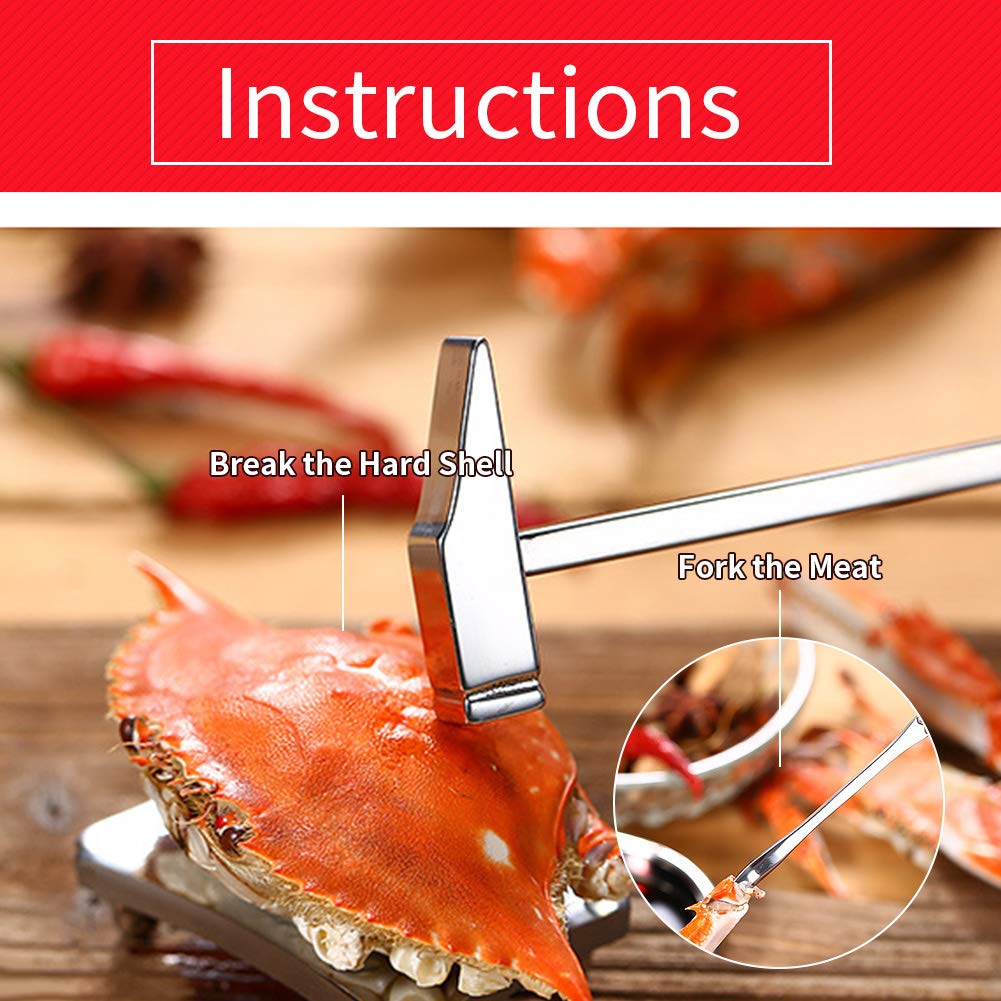 8-Piece Stainless Steel Seafood Tool Set - Lobster & Crab Crackers, Nut Openers, Claw Forks & Picks - Perfect for Seafood Lovers & Dinner Parties - Gift Ready with Elegant Packaging Box