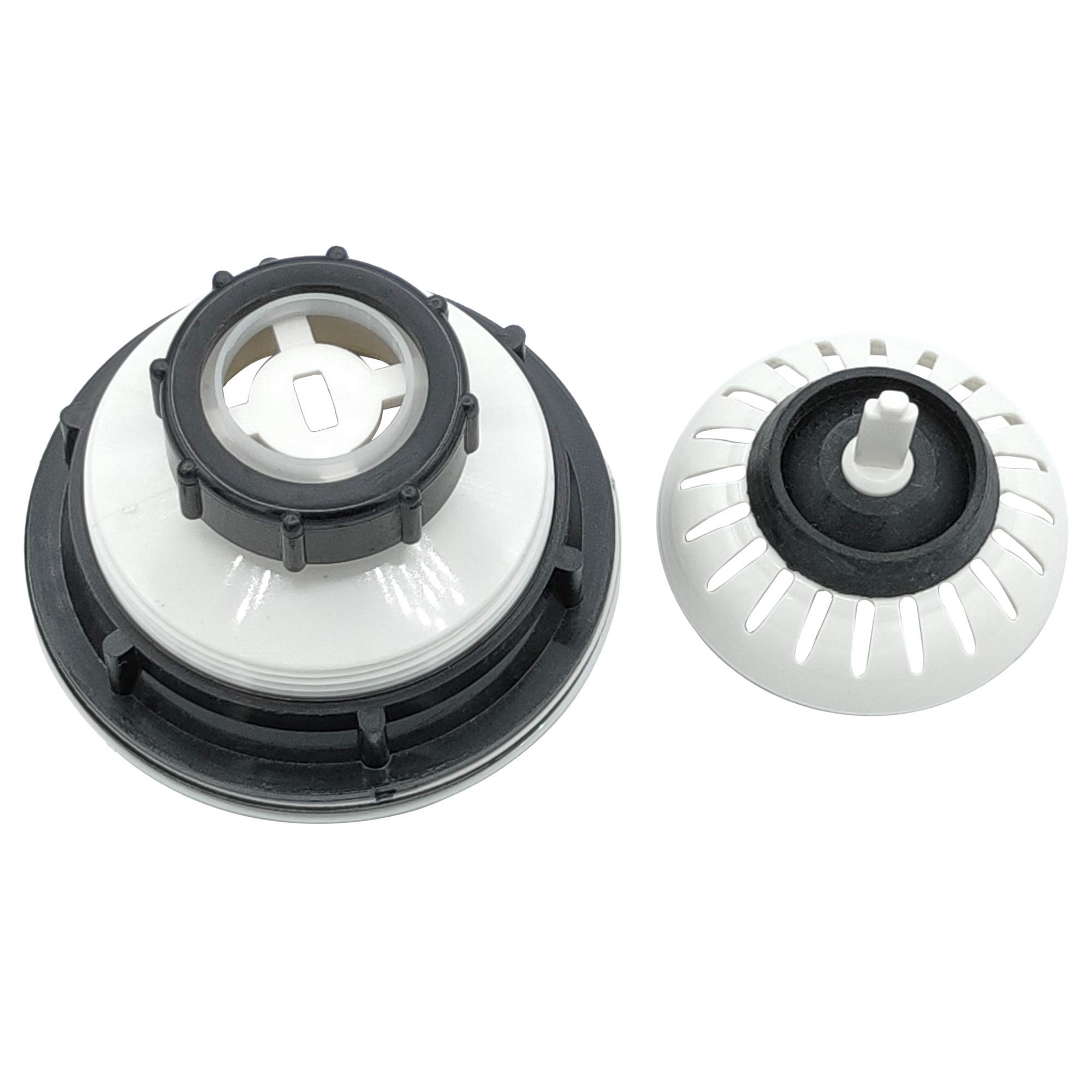 4 Inch ABS Plastic Kitchen Sink Basket Strainer with Removable Strainer & Rubber Stopper - Universal Fit for 3-1/2 Inch Drains, White - Perfect for Bathroom, Laundry Room, and Kitchen Sink Drainage