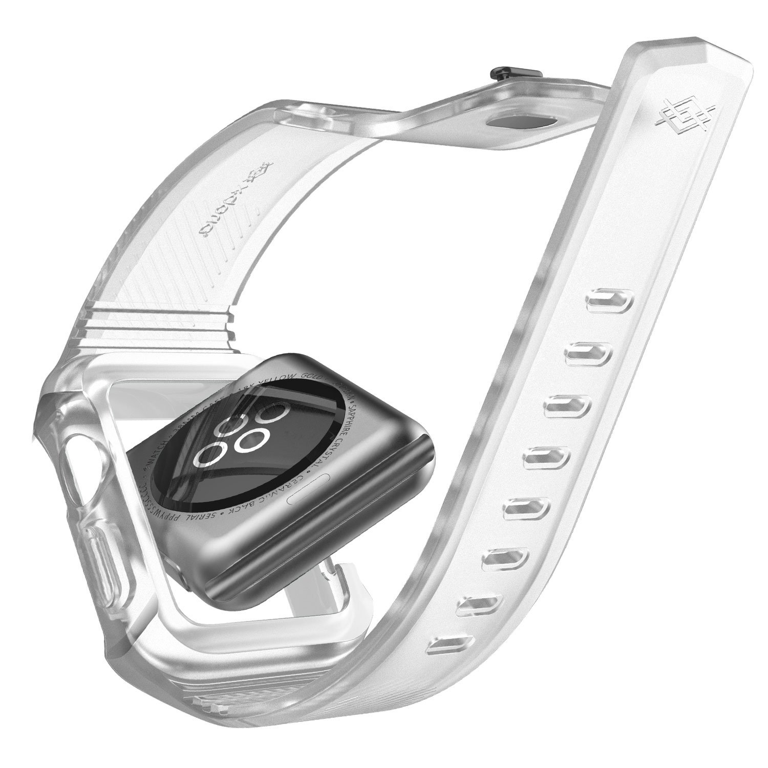 X-Doria Rumble Band Replacement Strap for 38mm Apple Watch - Soft, Comfortable, Shockproof & Durable Sport Watch Band (White/Clear) | Perfect for Running, Gym Workouts & Outdoor Activities