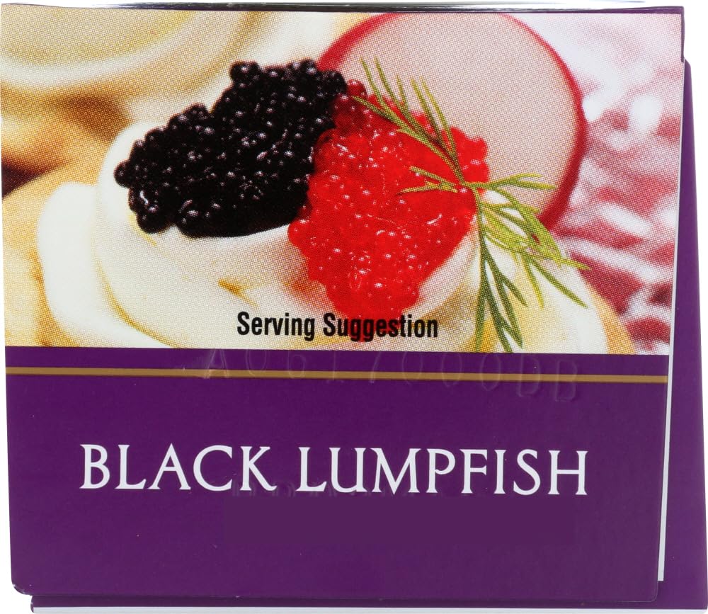 Premium Romanoff Black Lumpfish Caviar - 2 oz Jar (Pack of 12) | Gourmet Seafood Delicacy for Special Occasions & Fine Dining
