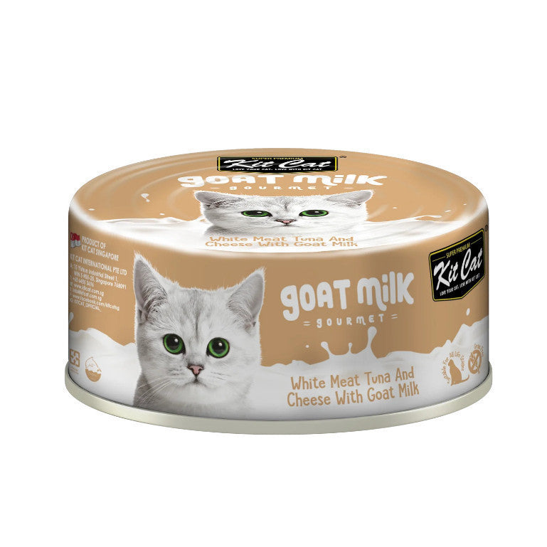 Premium Kit Cat Goat Milk Gourmet Wet Cat Food - 70g Can (12 Delicious Flavors) | High-Protein Meal for Adult & Senior Cats | Indoor & Outdoor Feline Nutrition
