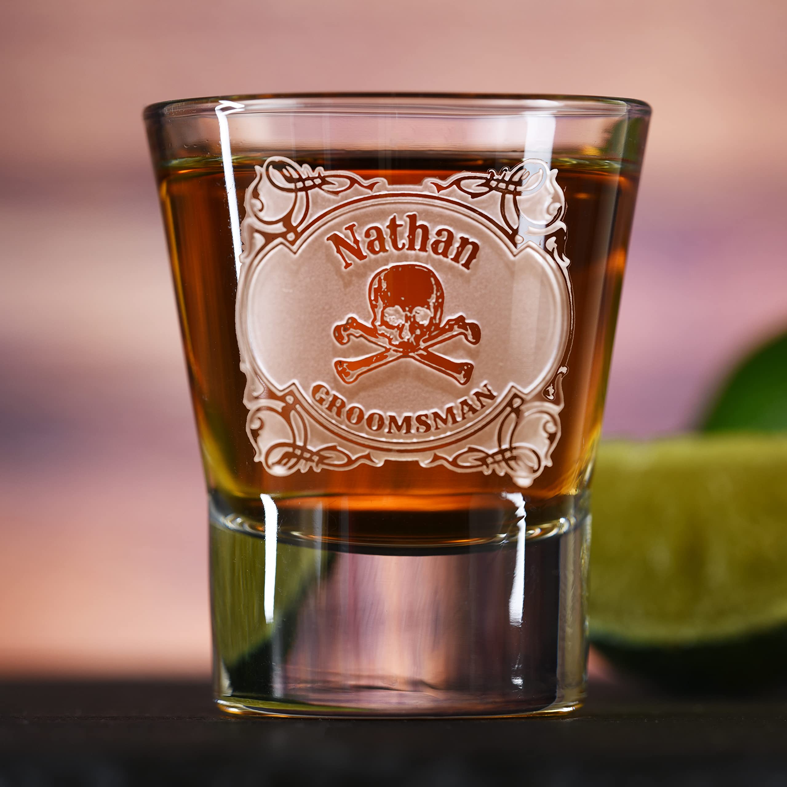 Skull and Crossbones Shot Glass Set of 6 - Unique Groomsmen Gifts for Bachelor Party, Wedding Party Favors - Perfect for Whiskey, Tequila, and Cocktail Drinking