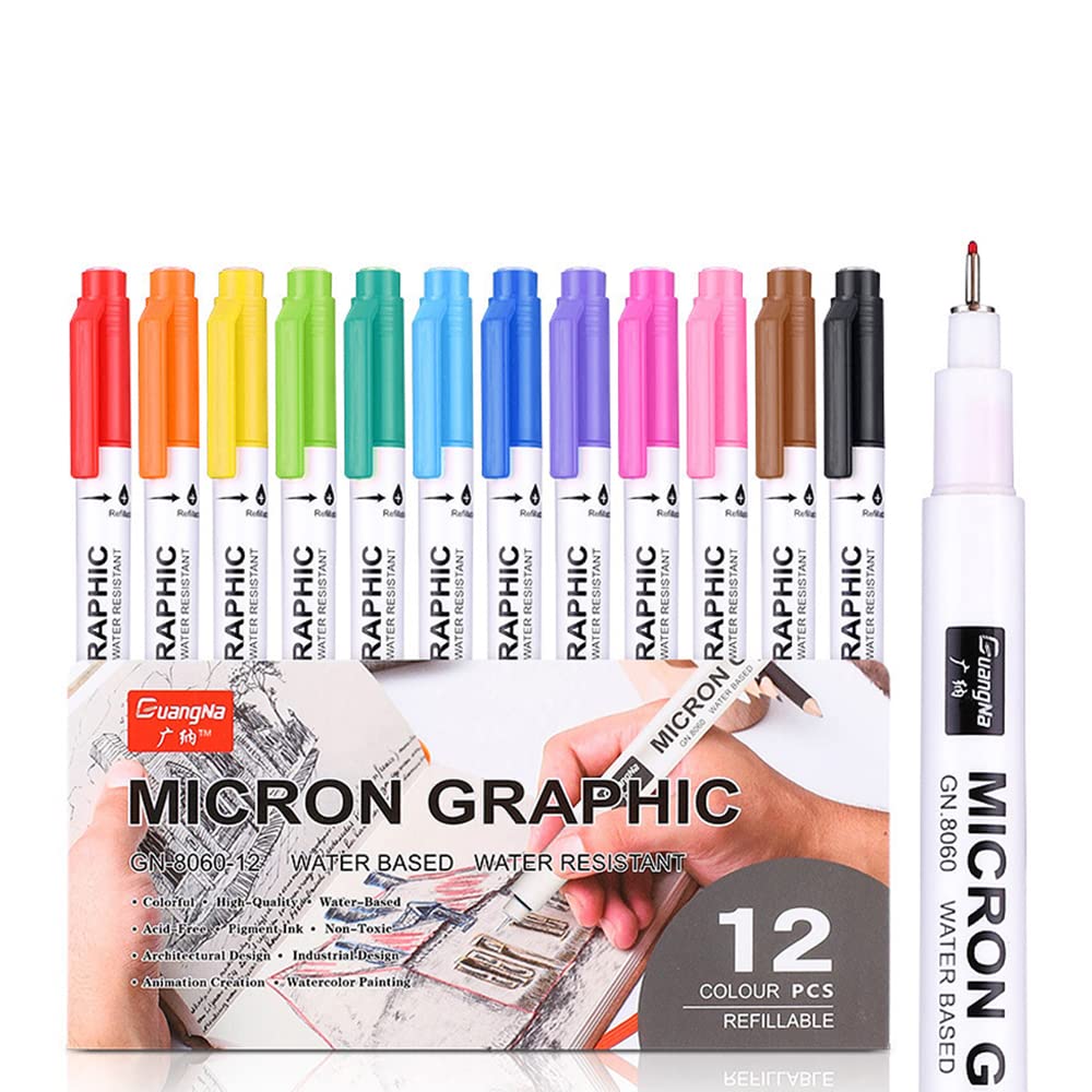 0.5mm Micro-Line Fine Liner Pens - Ultra-Precise Felt Tip Drawing Pens for Artists, Sketching, Anime & Manga Art - Professional Inking Pens for Calligraphy, Bullet Journaling & Detailed Illustrations (Bright Colors)