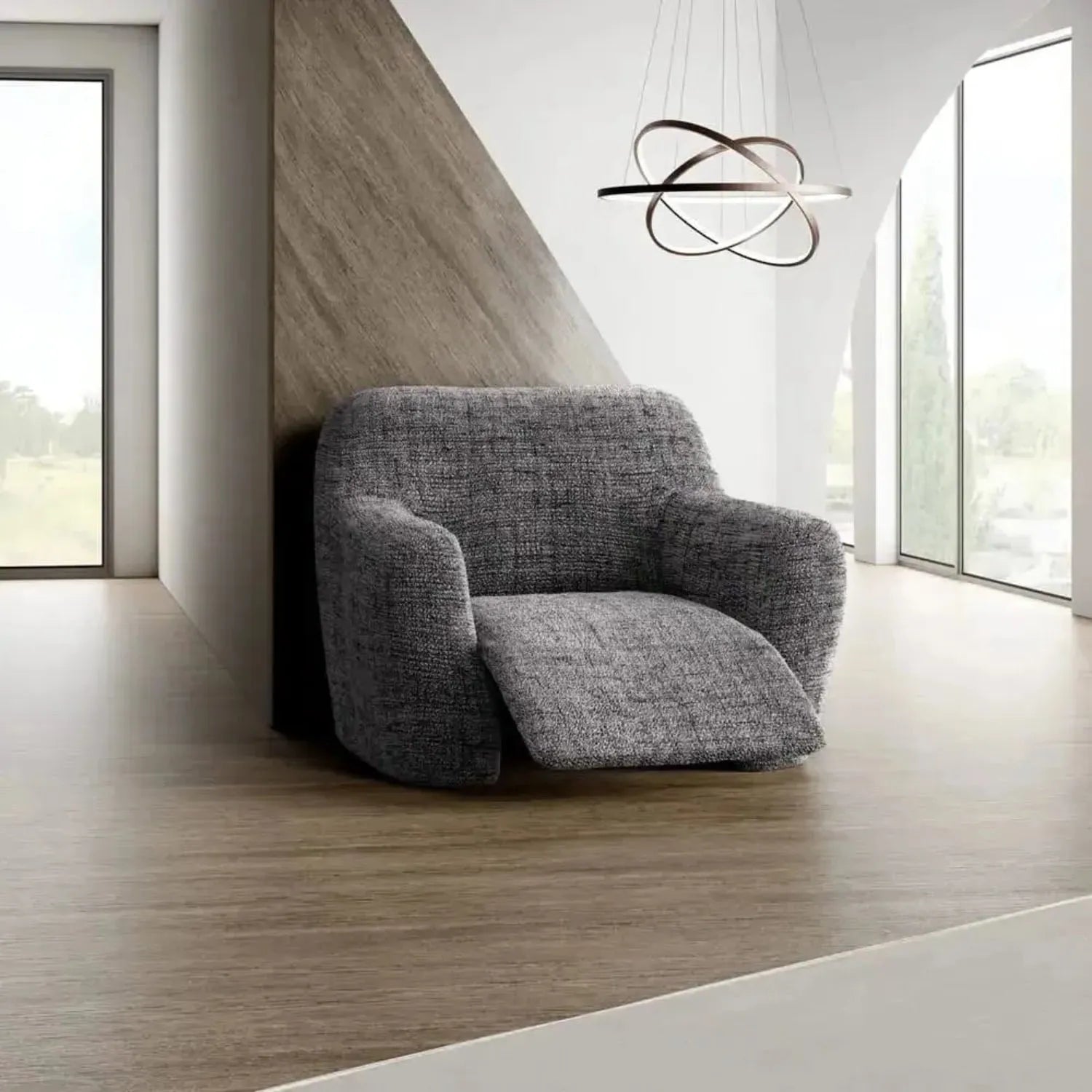 Microfiber Printed Reclining Armchair Slipcover - Stretchable Furniture Protector for Living Room, Bedroom & Home Theater