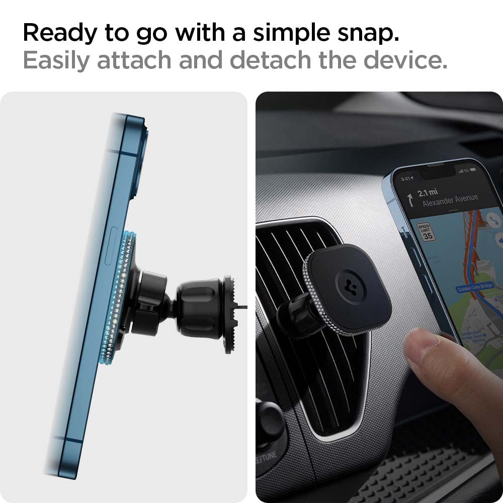 Spigen OneTap Bling (MagFit) Magnetic Air Vent Car Mount with 176 Rhinestones - Compatible with iPhone 16 Pro Max/16 Pro/16 Plus/15/14/13/12 Series - Secure Hands-Free Phone Holder for Driving, Commuting & Road Trips