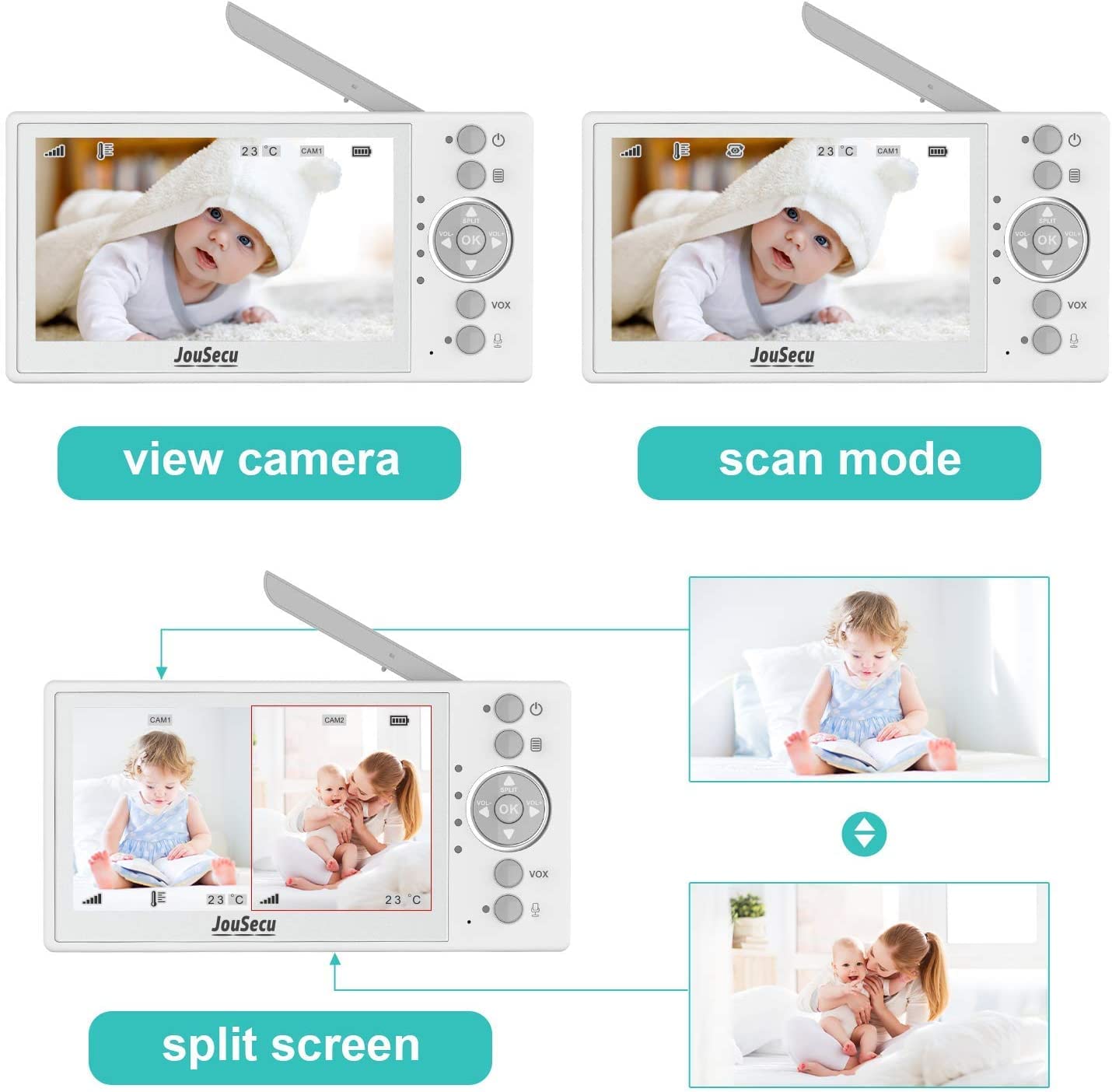 2 Camera Baby Monitor with 4.3