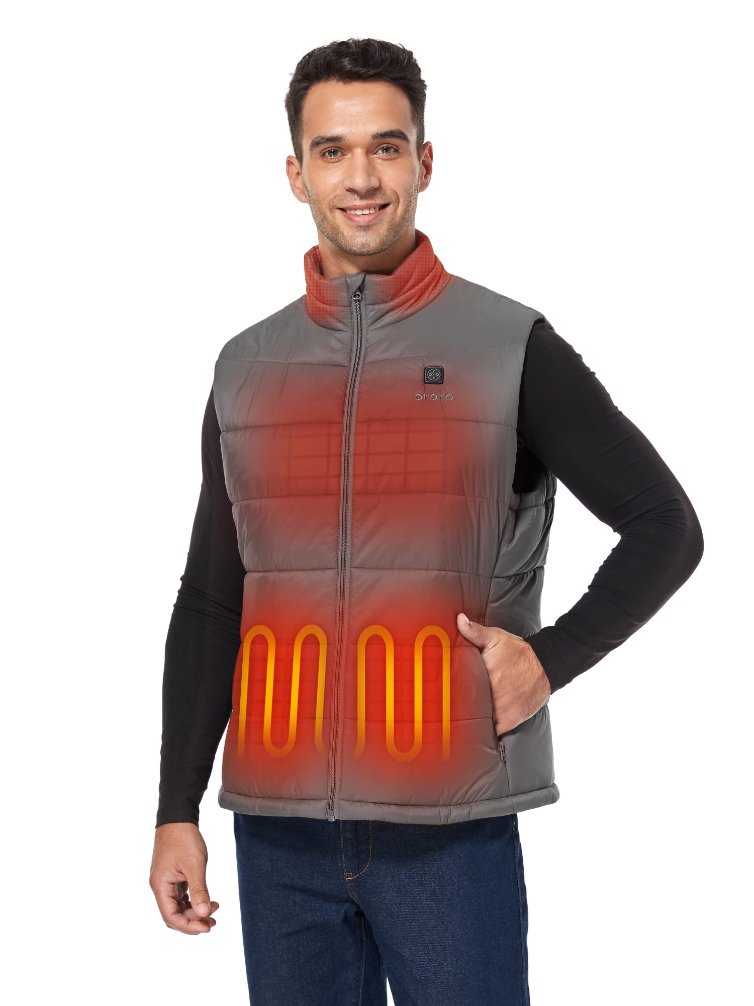 ORORO Men's Lightweight Heated Vest with Rechargeable Battery Pack - Winter Warm Electric Jacket for Outdoor Activities, Hunting, Camping & Work