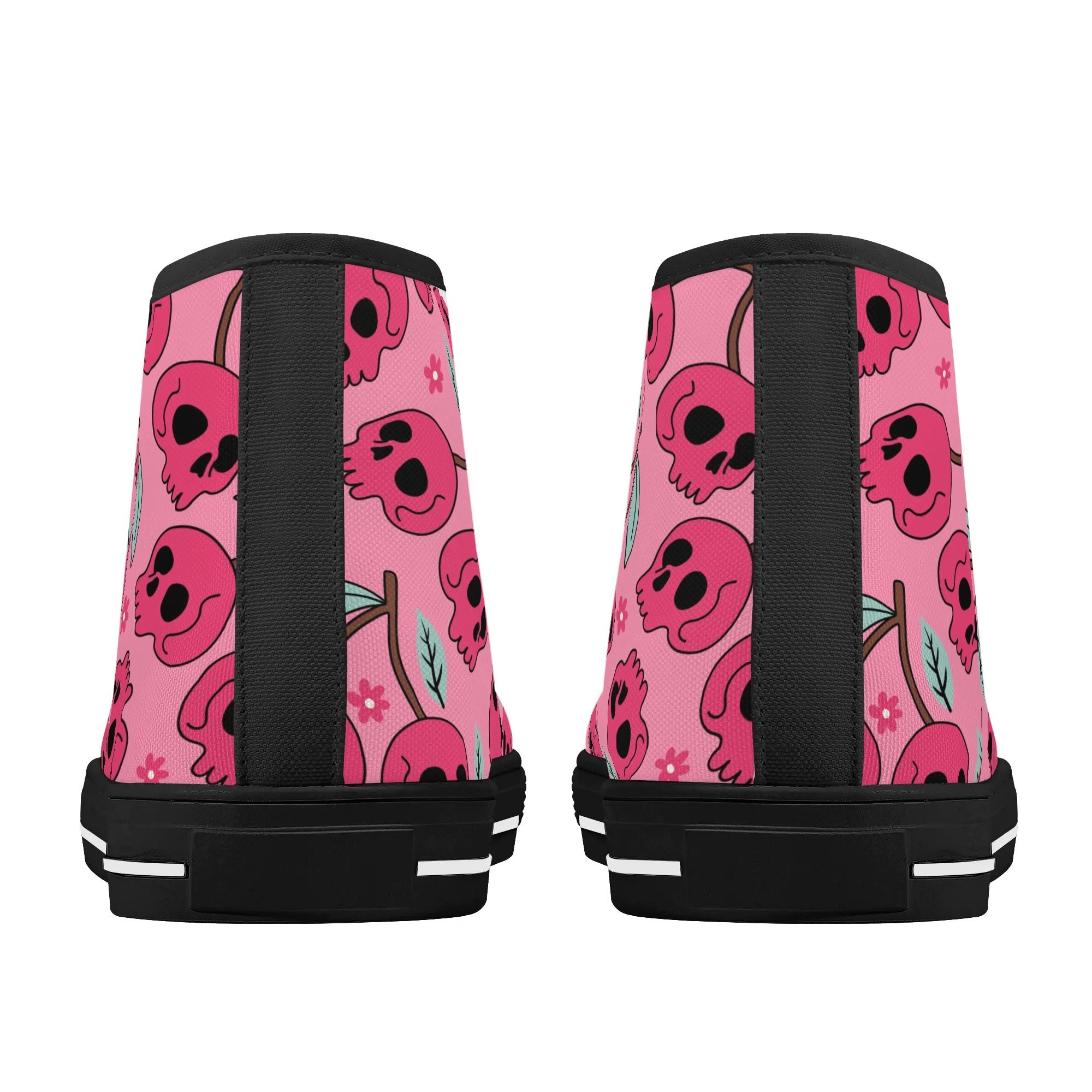 Cherry Skulls Rubber High Top Canvas Shoes for Men & Women - Vintage Punk Sneakers for Casual Wear, Street Fashion, and Skater Style