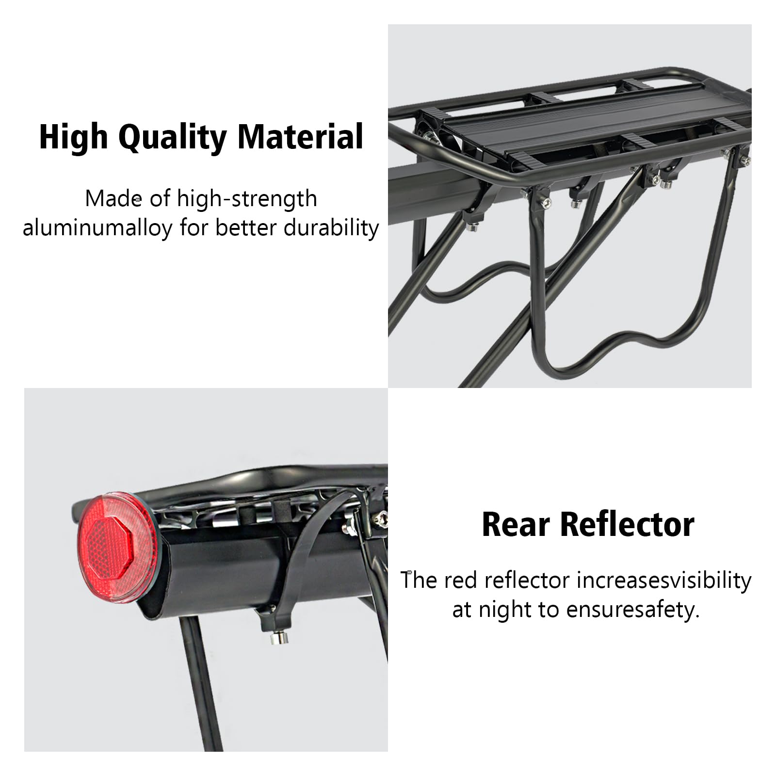 Autrido Quick Release Rear Bike Cargo Rack - Heavy Duty 165lbs Capacity Mountain Bicycle Luggage Carrier for Commuting, Touring & Outdoor Adventures