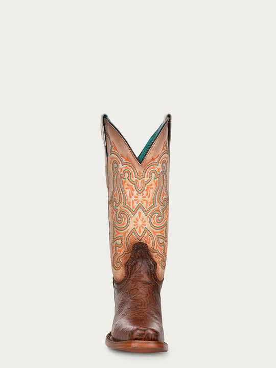 Z5126 Women's Embroidered Brown Vamp Square Toe Cowboy Boots - Western Fashion, Country Style, Rodeo & Casual Wear