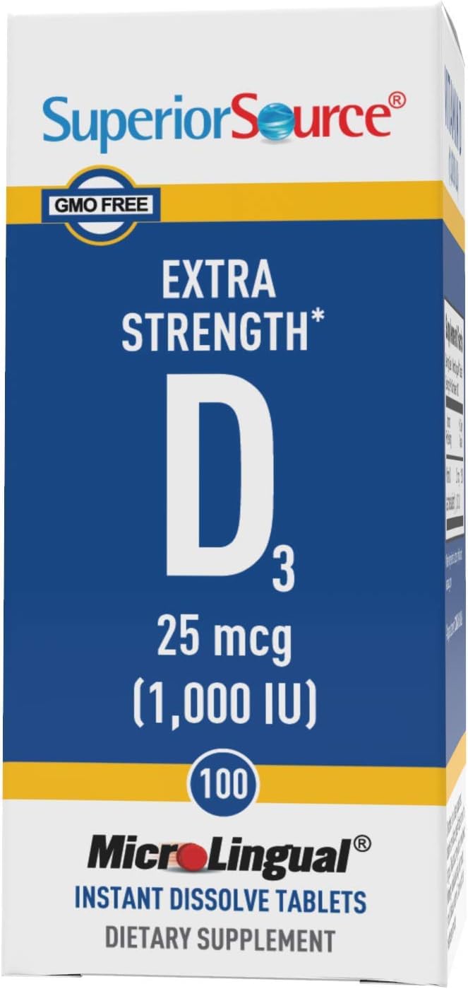 Superior Source Vitamin D3 1000 IU Sublingual Tablets - Immune Support, Brain & Nervous System Health - Enhances Calcium Absorption for Strong Bones & Teeth - Bariatric Friendly - 100 Fast Dissolving Tablets - Perfect for Daily Wellness, Post-Surgery Recovery & Immune Boosting