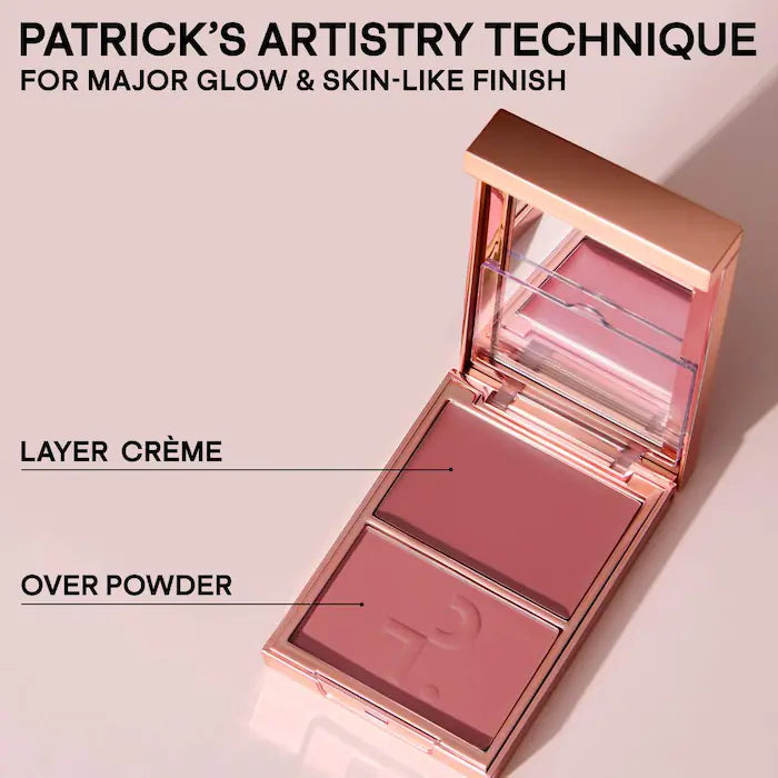 Patrick TA Major Headlines Double Take Duo Cream + Powder - Long-Lasting Blush & Highlighter Set for Day & Night Makeup | Perfect for Contouring & Glowing Skin