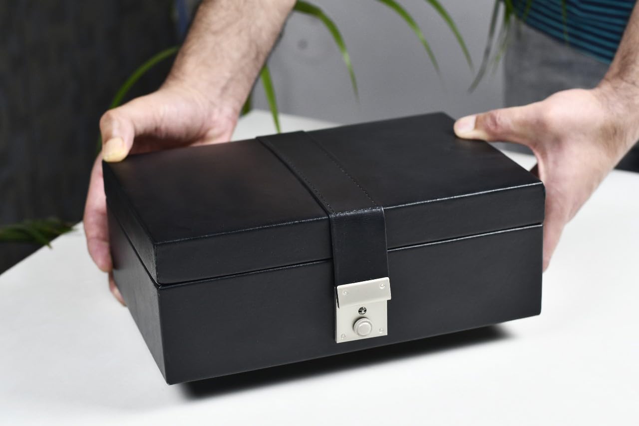Premium Genuine Leather Chess Storage Box for 3-4 Inch Chess Sets | Handcrafted Wooden Chess Piece Protector | Perfect for Travel, Home Decor & Chess Enthusiasts
